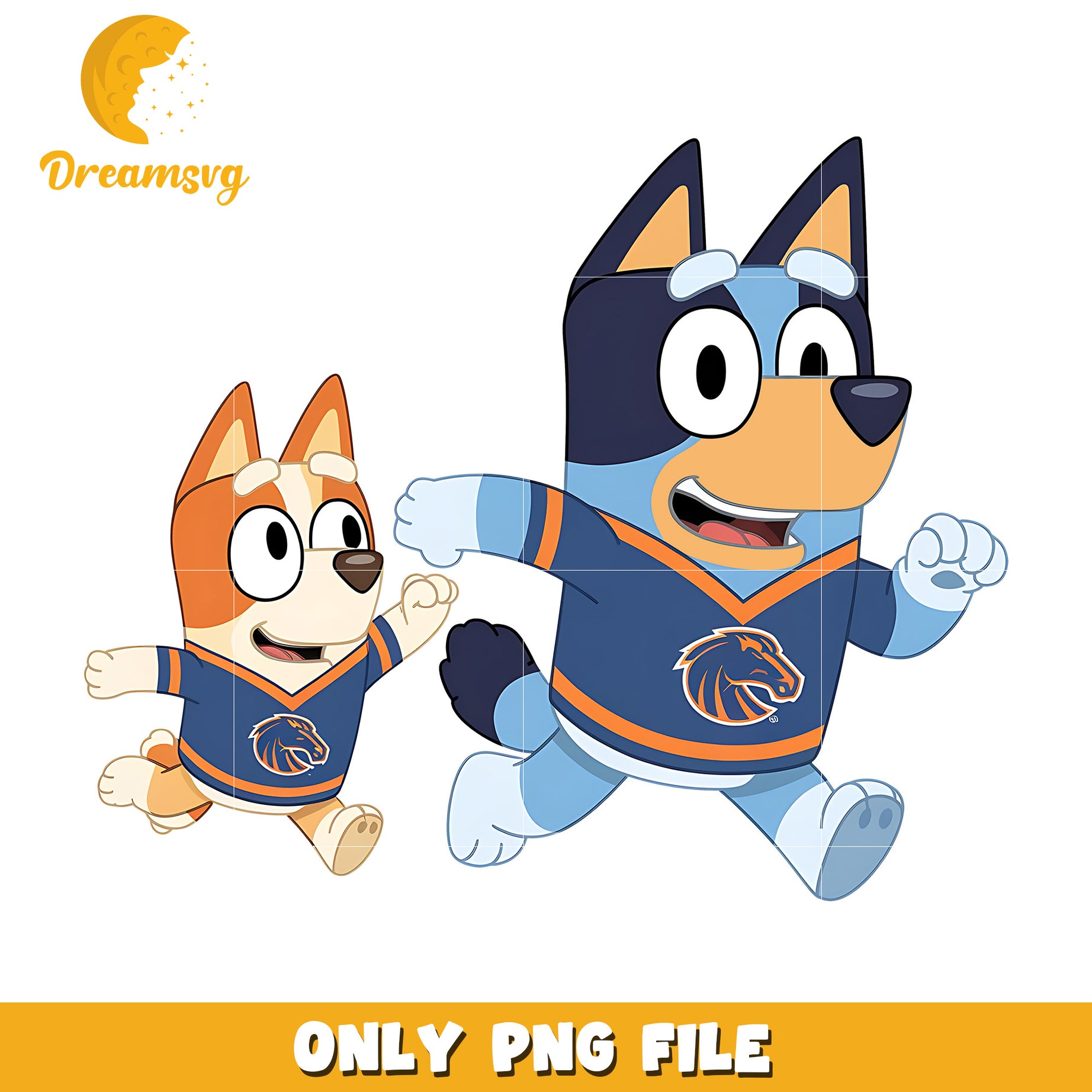 Bluey and Bingo ncaa fan png, Boise State Broncos png, ncaa png