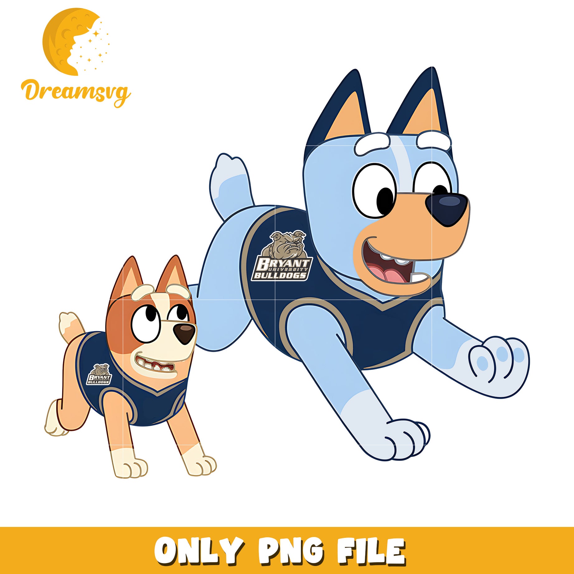 Bluey and Bingo ncaa fan png, Bryant Bulldogs png, ncaa png