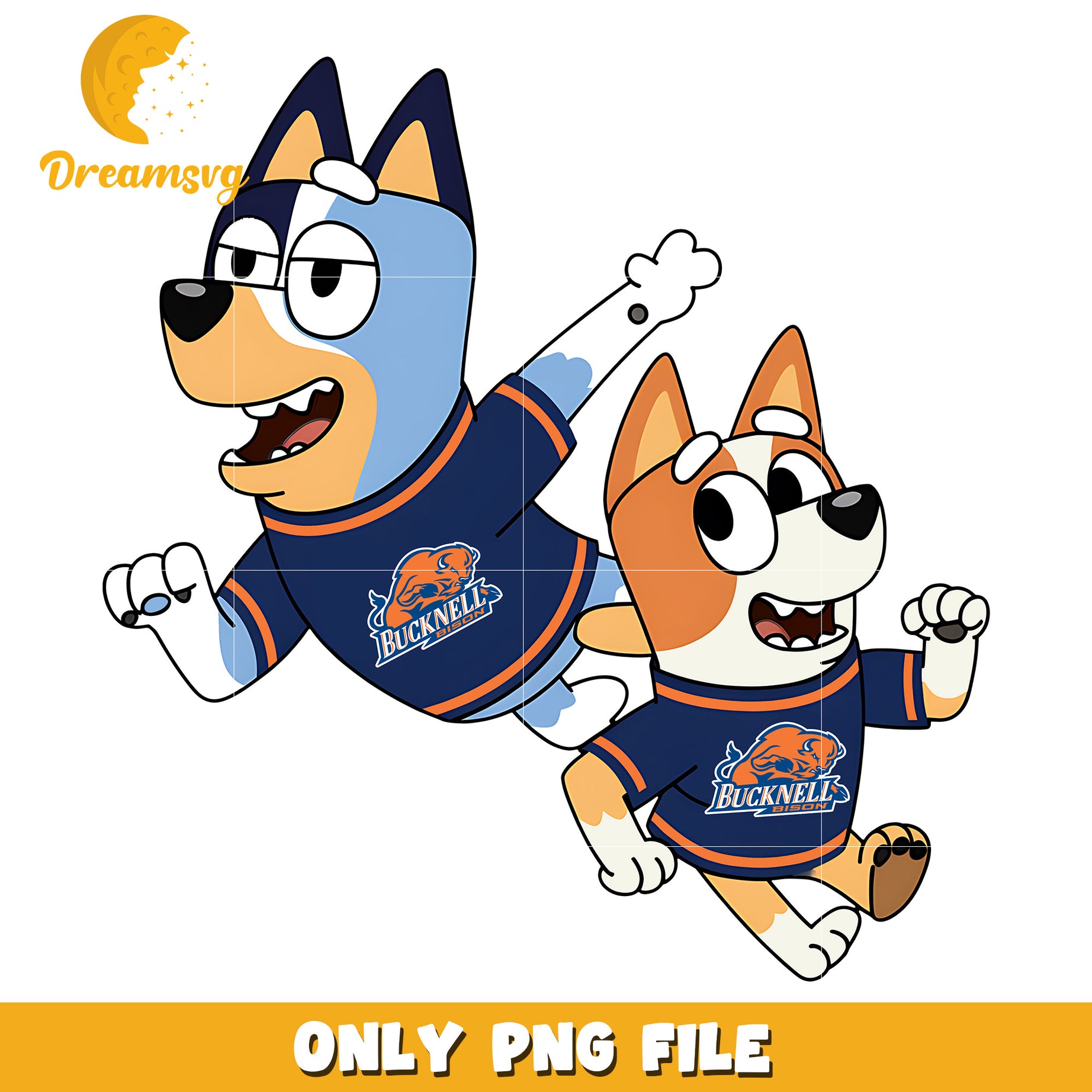 Bluey and Bingo ncaa fan png, Bucknell Bison png, ncaa png
