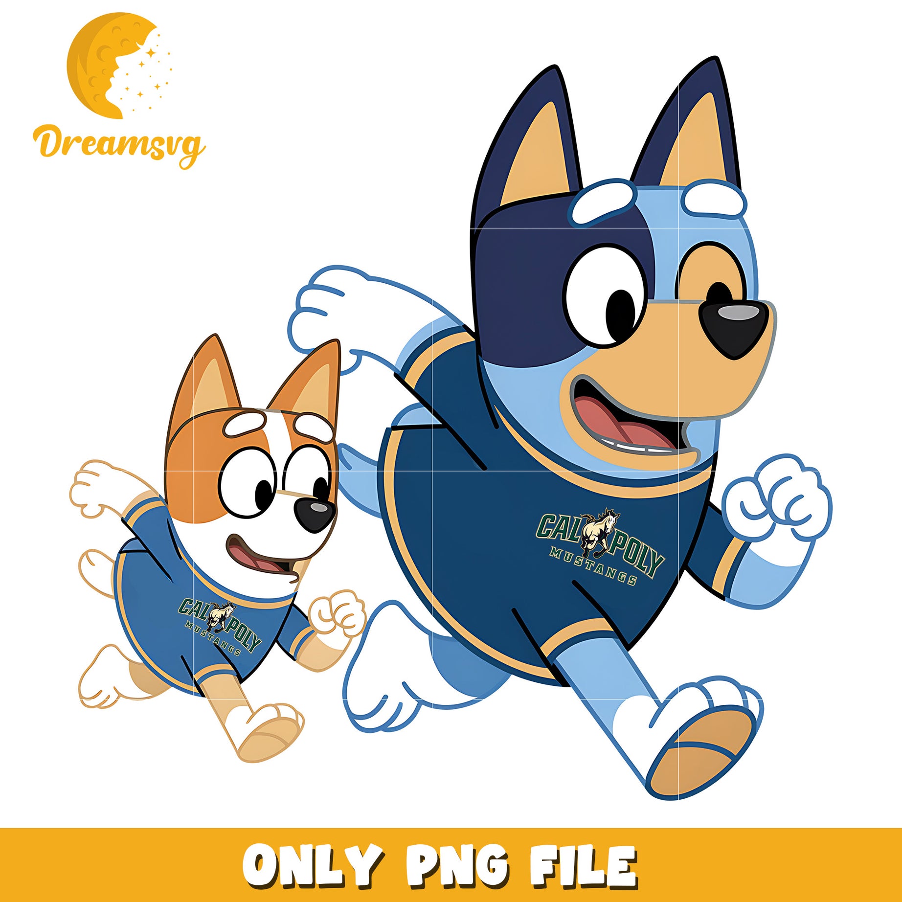 Bluey and Bingo ncaa fan png, Cal Poly Mustangs png, ncaa png