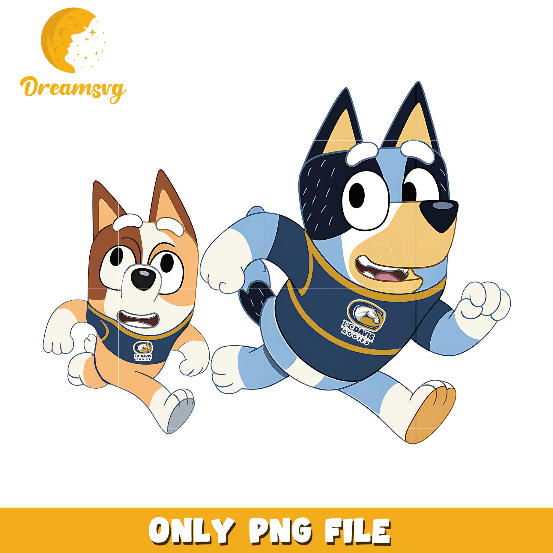 Bluey and Bingo ncaa fan png, California Davis Aggies png, ncaa png