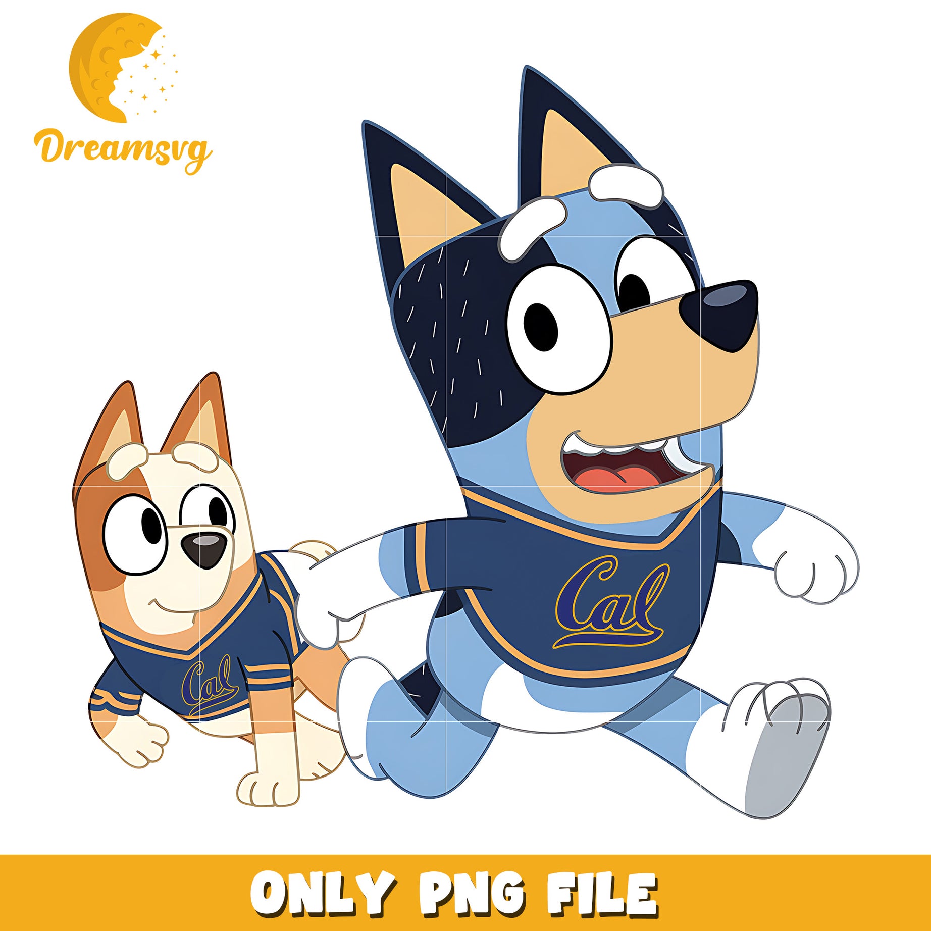 Bluey and Bingo ncaa fan png, California Golden Bears png, ncaa png
