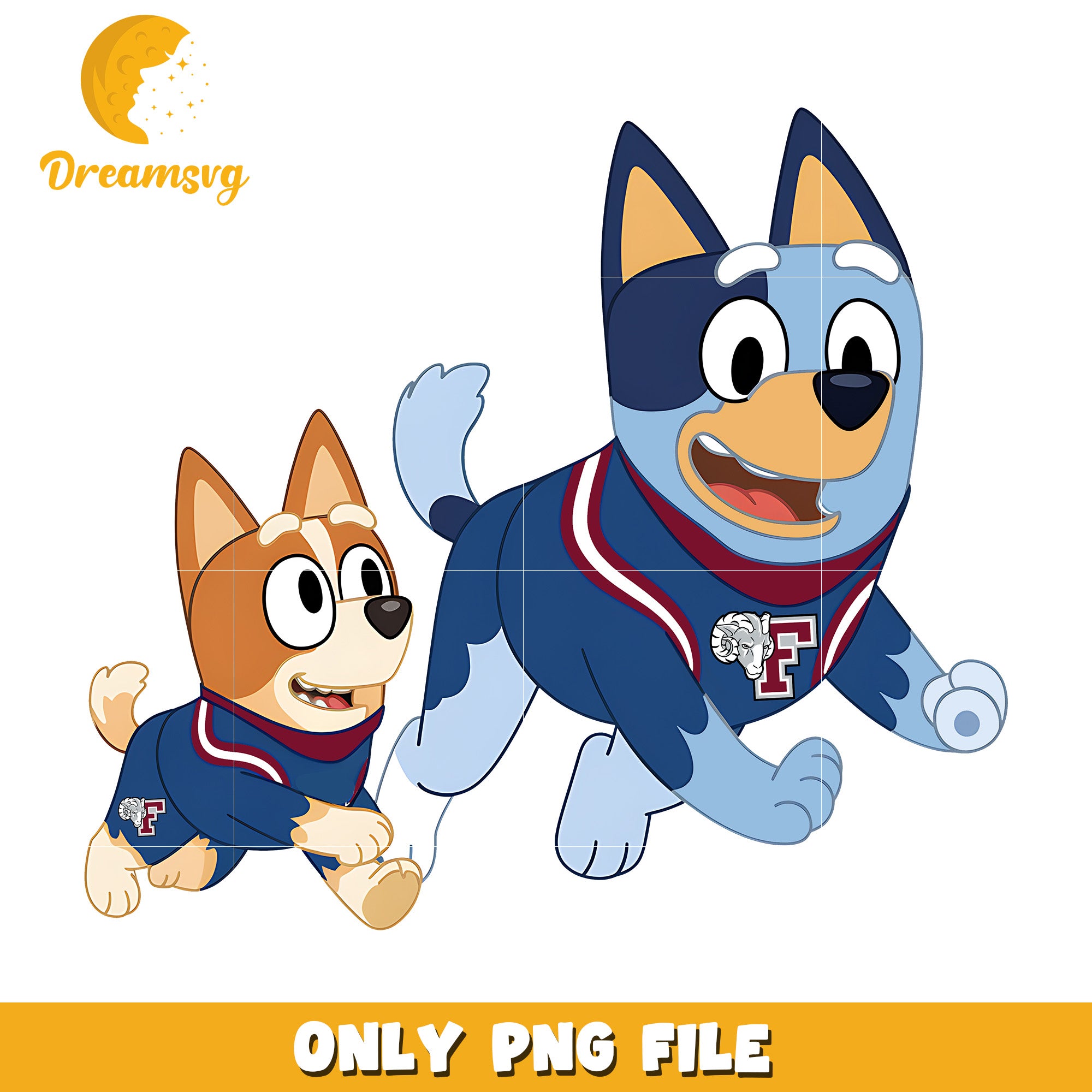 Bluey and Bingo ncaa fan png, Fordham Rams png, ncaa png