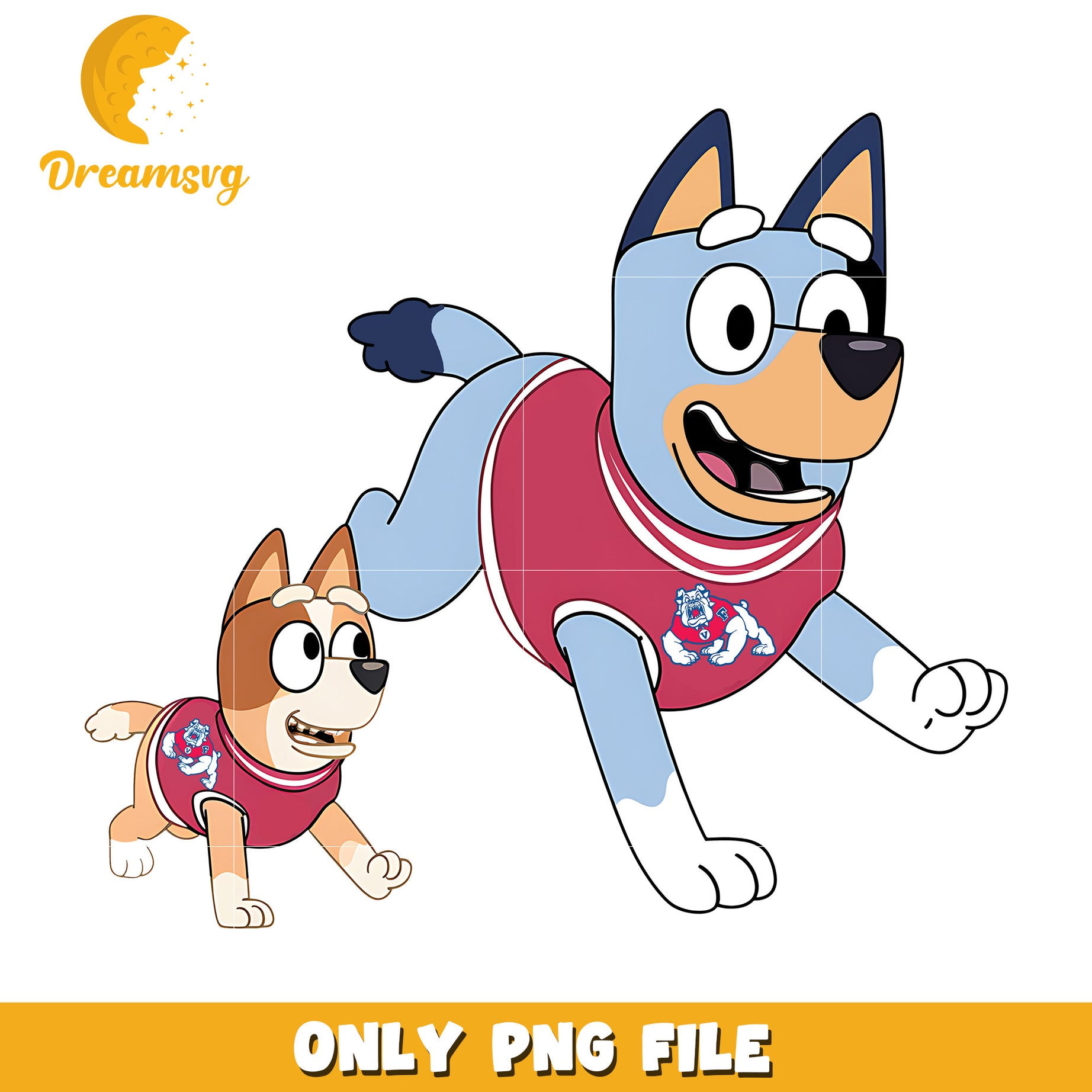 Bluey and Bingo ncaa fan png, Fresno State Bulldogs png, ncaa png