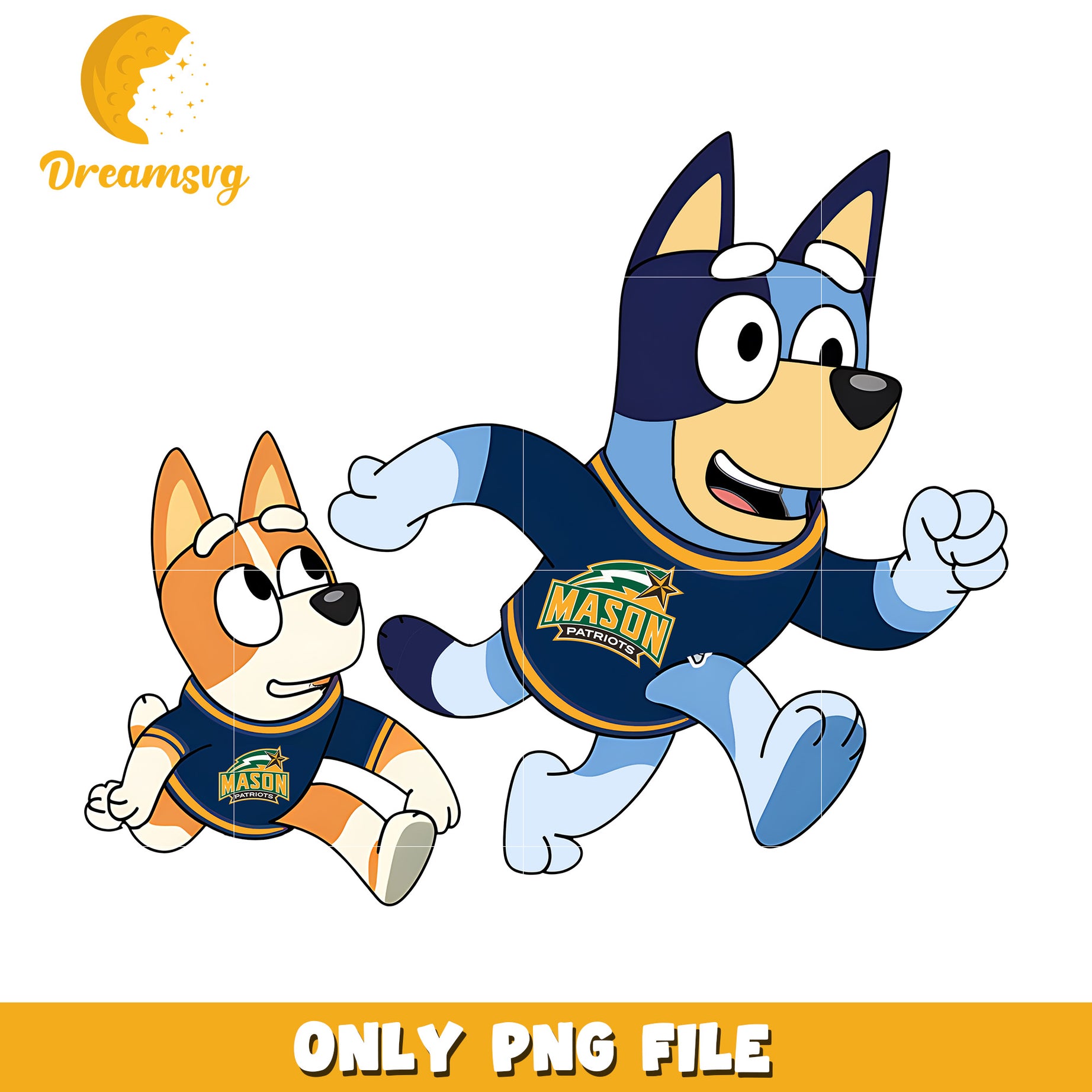 Bluey and Bingo ncaa fan png, George Mason Patriots png, ncaa png