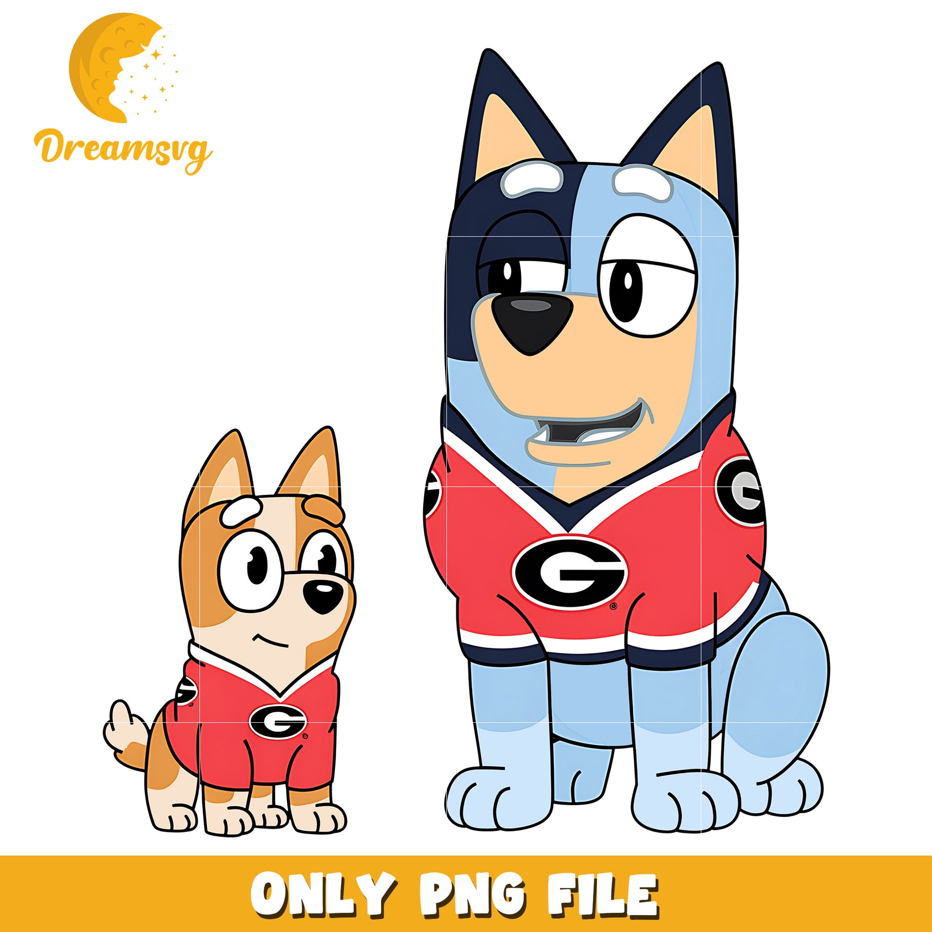 Bluey and Bingo ncaa fan png, Georgia Bulldogs png, ncaa png