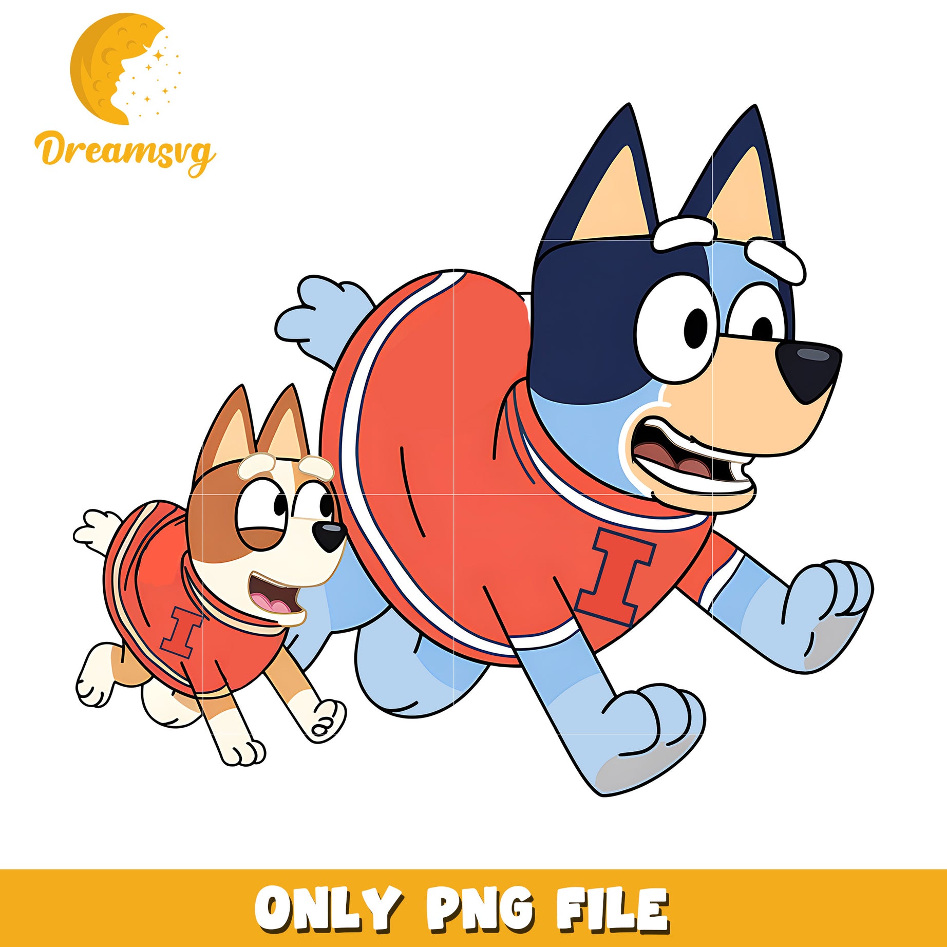 Bluey and Bingo ncaa fan png, Illinois Fighting Illini png, ncaa png