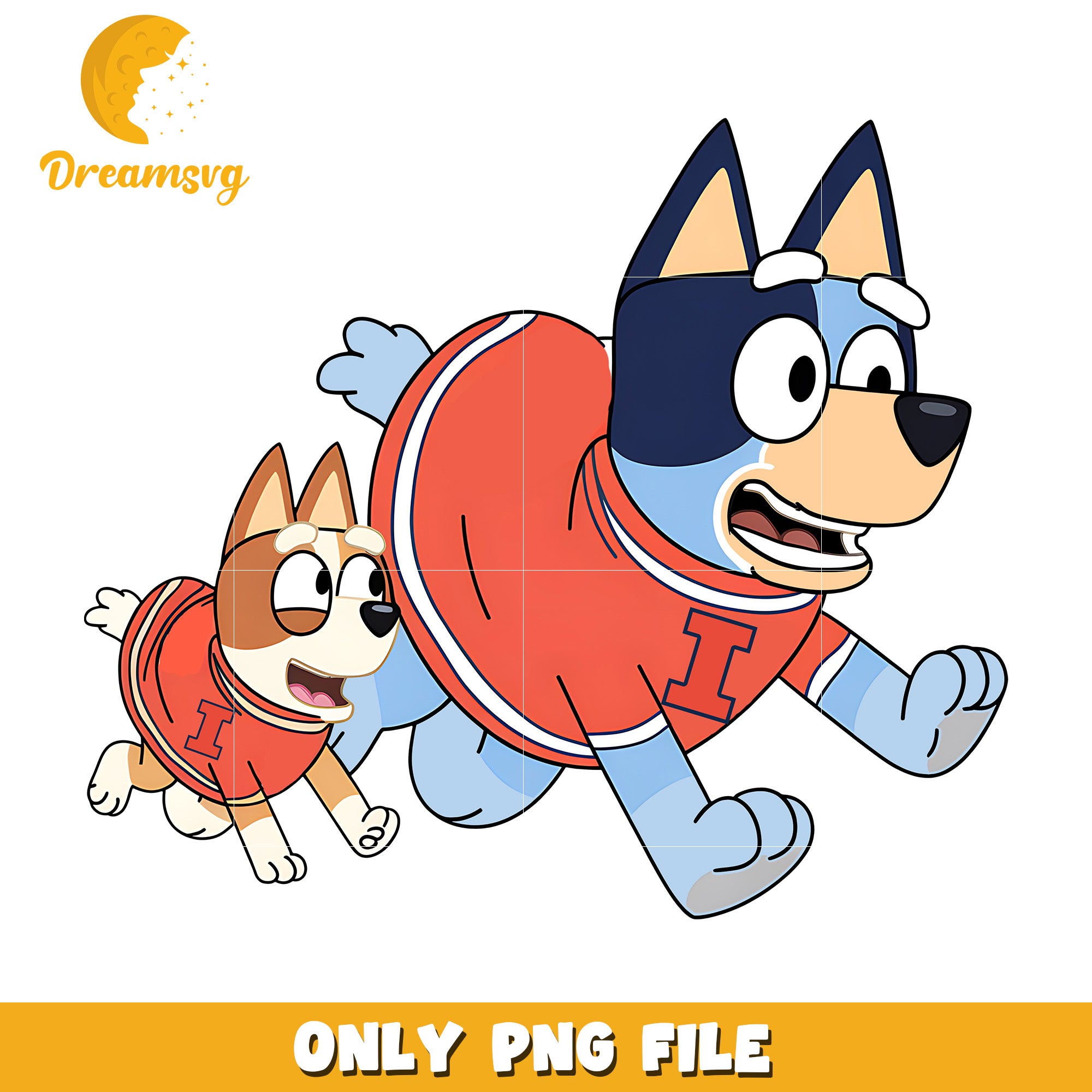 Bluey and Bingo ncaa fan png, Illinois Fighting Illini png, ncaa png