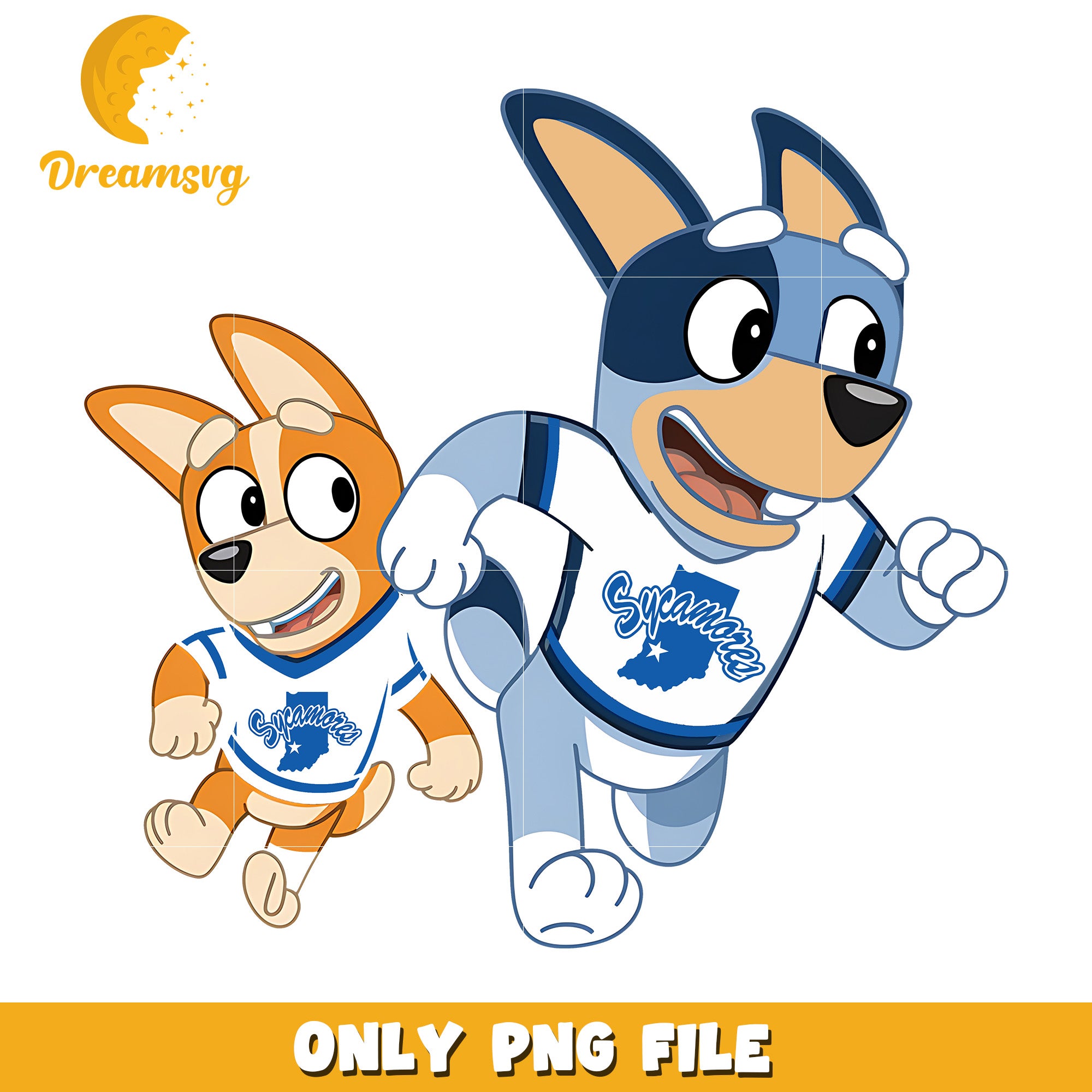 Bluey and Bingo ncaa fan png, Indiana State Sycamores png, ncaa png