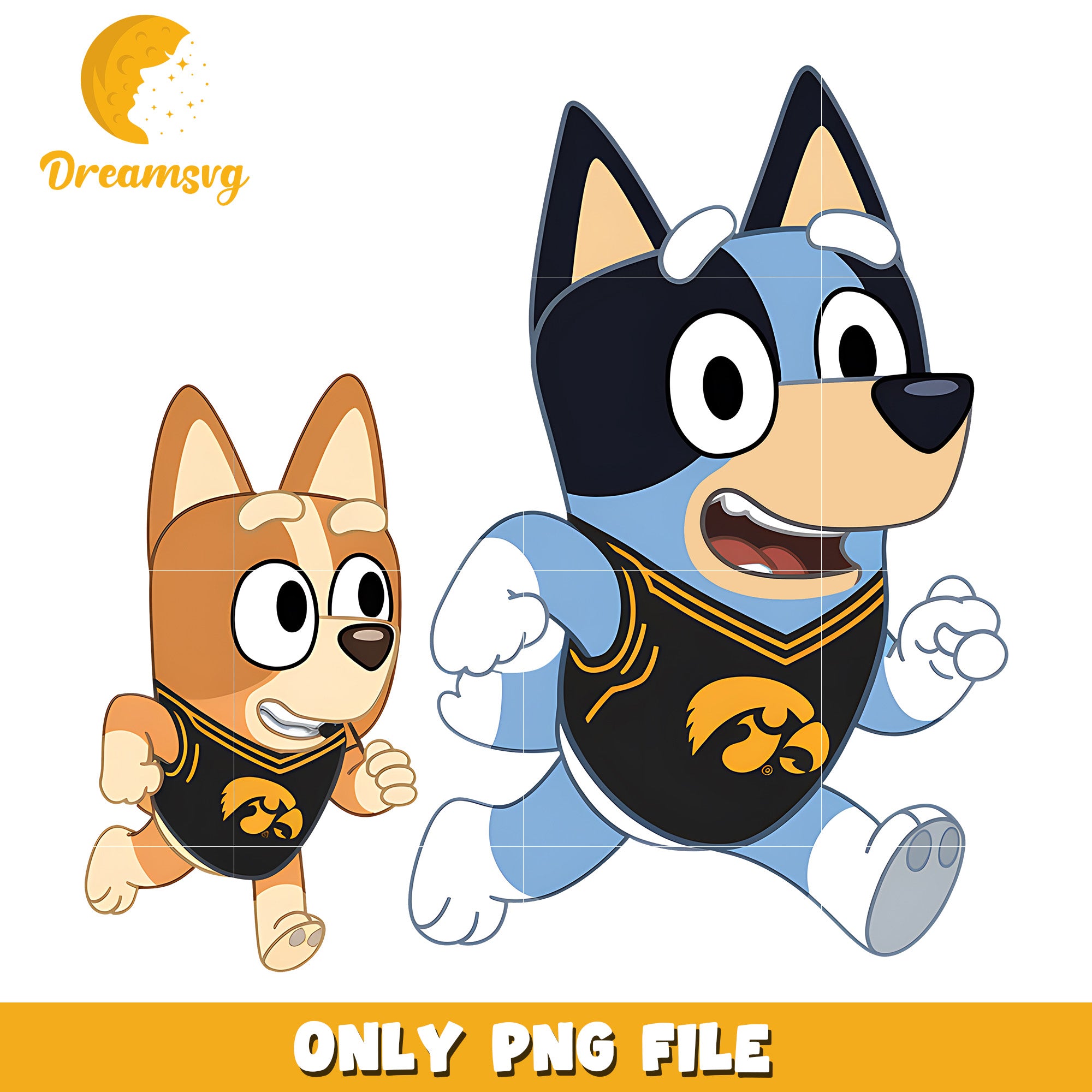Bluey and Bingo ncaa fan png, Iowa Hawkeyes png, ncaa png