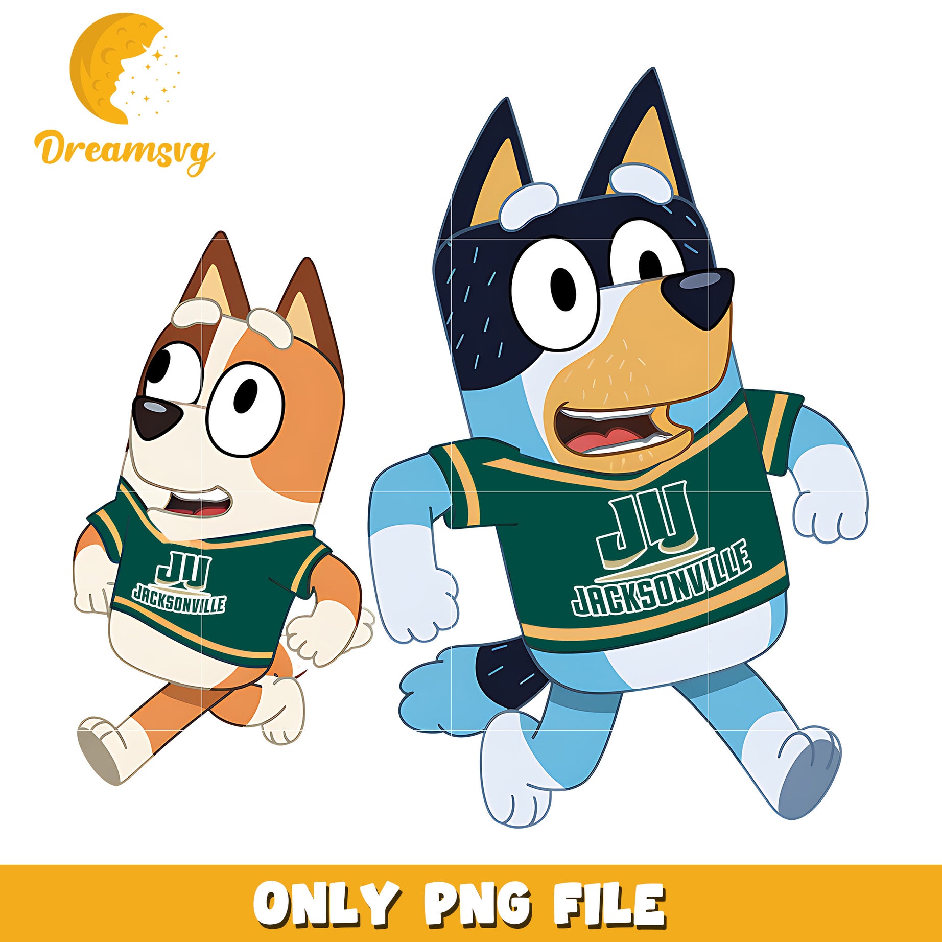 Bluey and Bingo ncaa fan png, Jacksonville Dolphins png, ncaa png