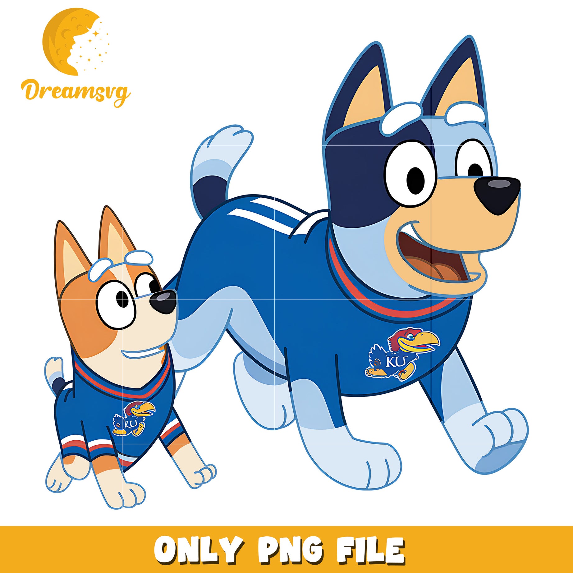 Bluey and Bingo ncaa fan png, Kansas Jayhawks png, ncaa png