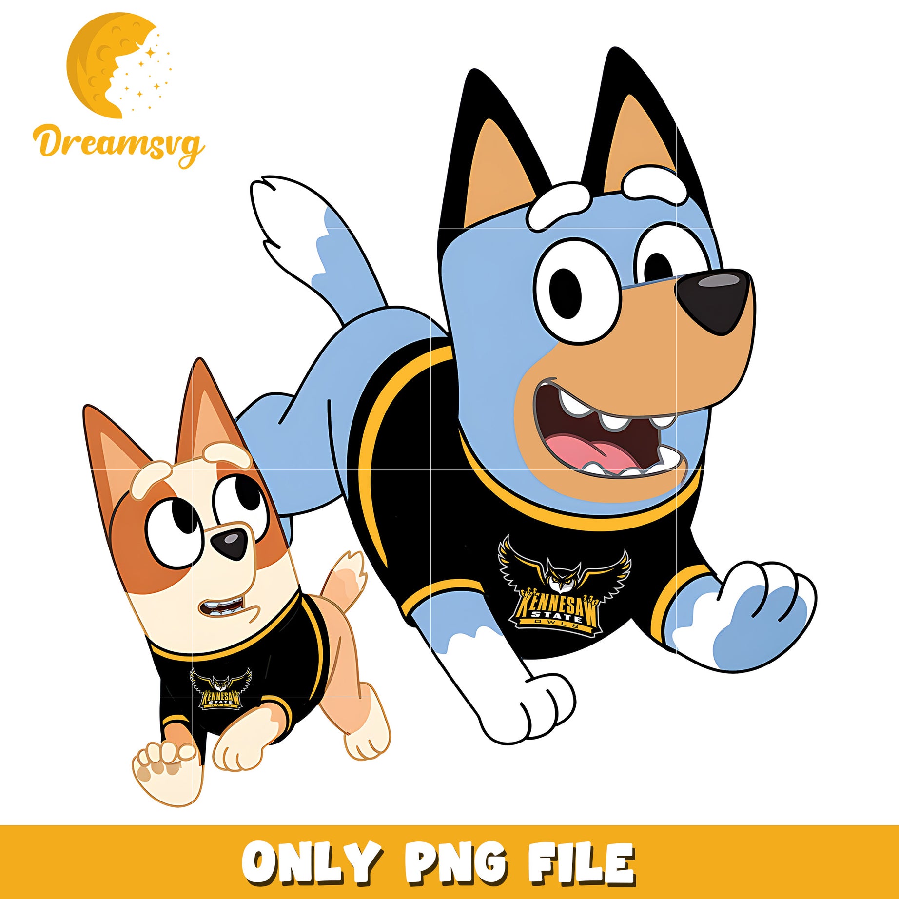 Bluey and Bingo ncaa fan png, Kennesaw State Owls png, ncaa png