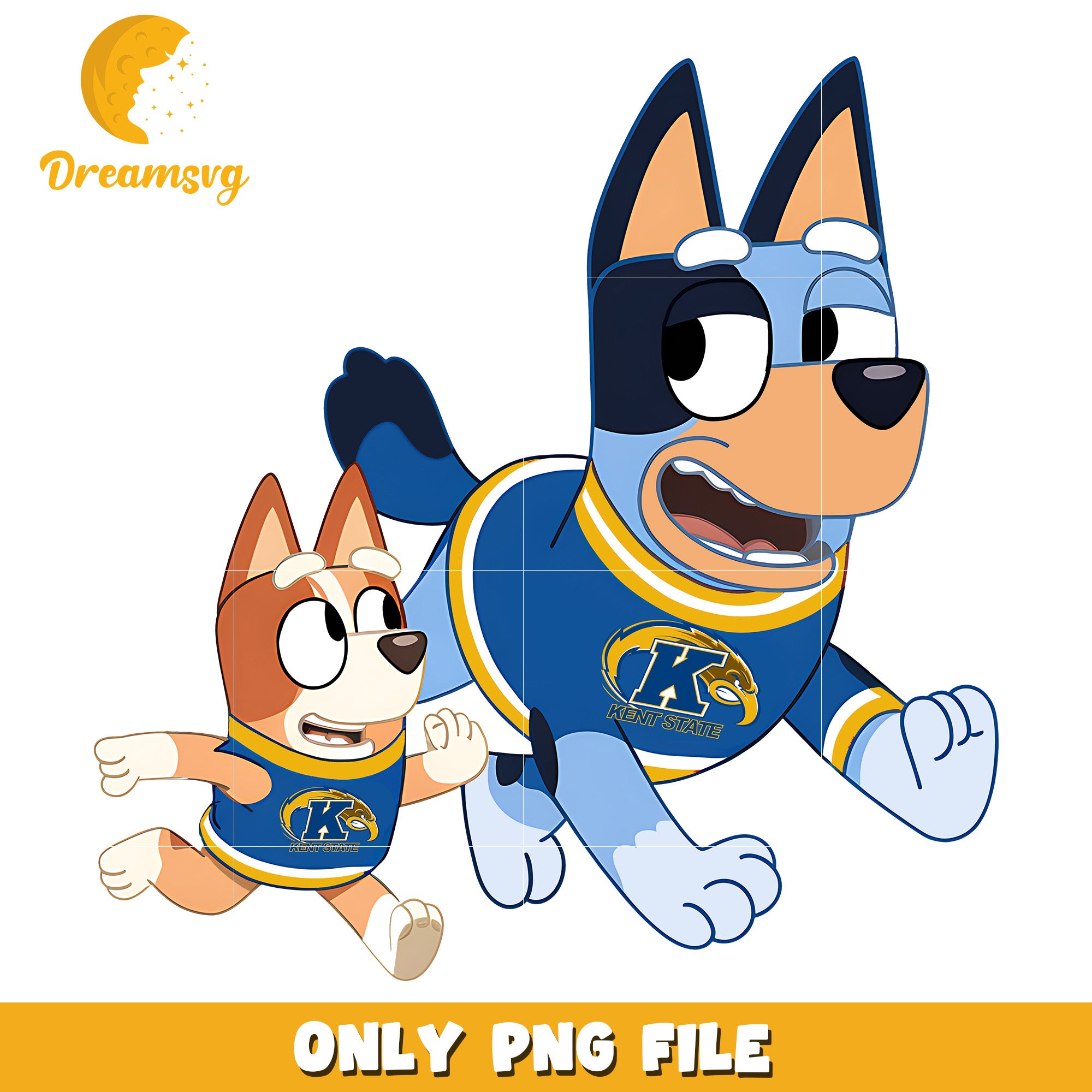 Bluey and Bingo ncaa fan png, Kent State Golden Flashes png, ncaa png