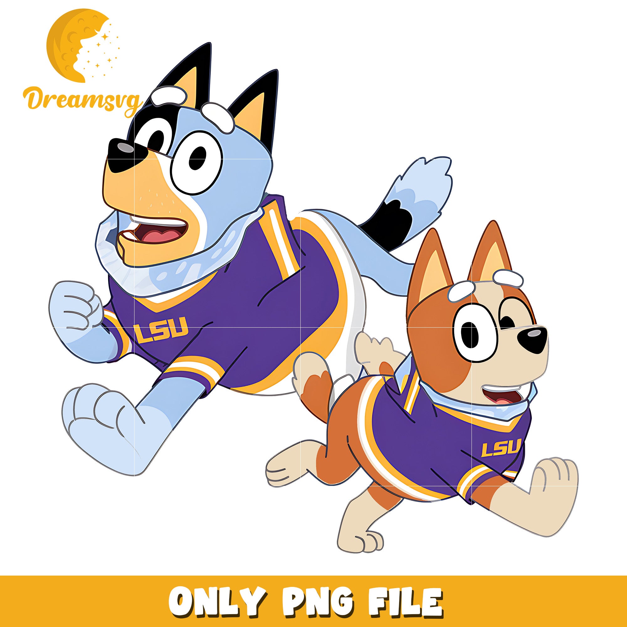 Bluey and Bingo ncaa fan png, LSU Tigers png, ncaa png