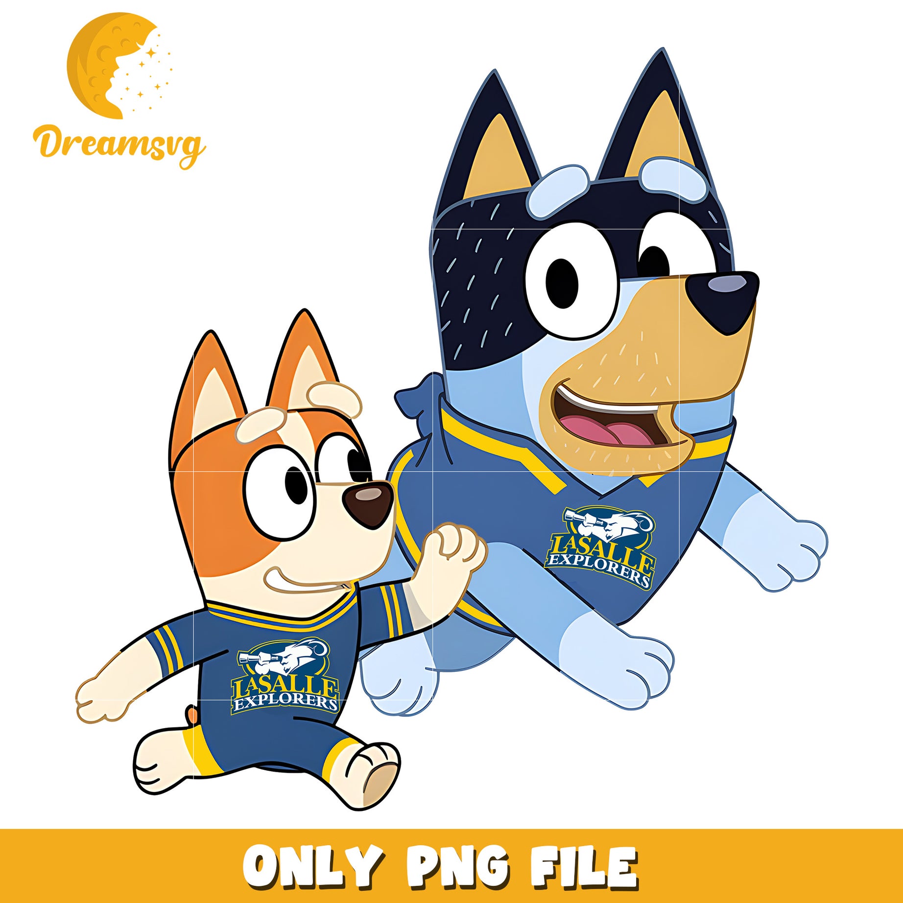 Bluey and Bingo ncaa fan png, La Salle Explorers png, ncaa png