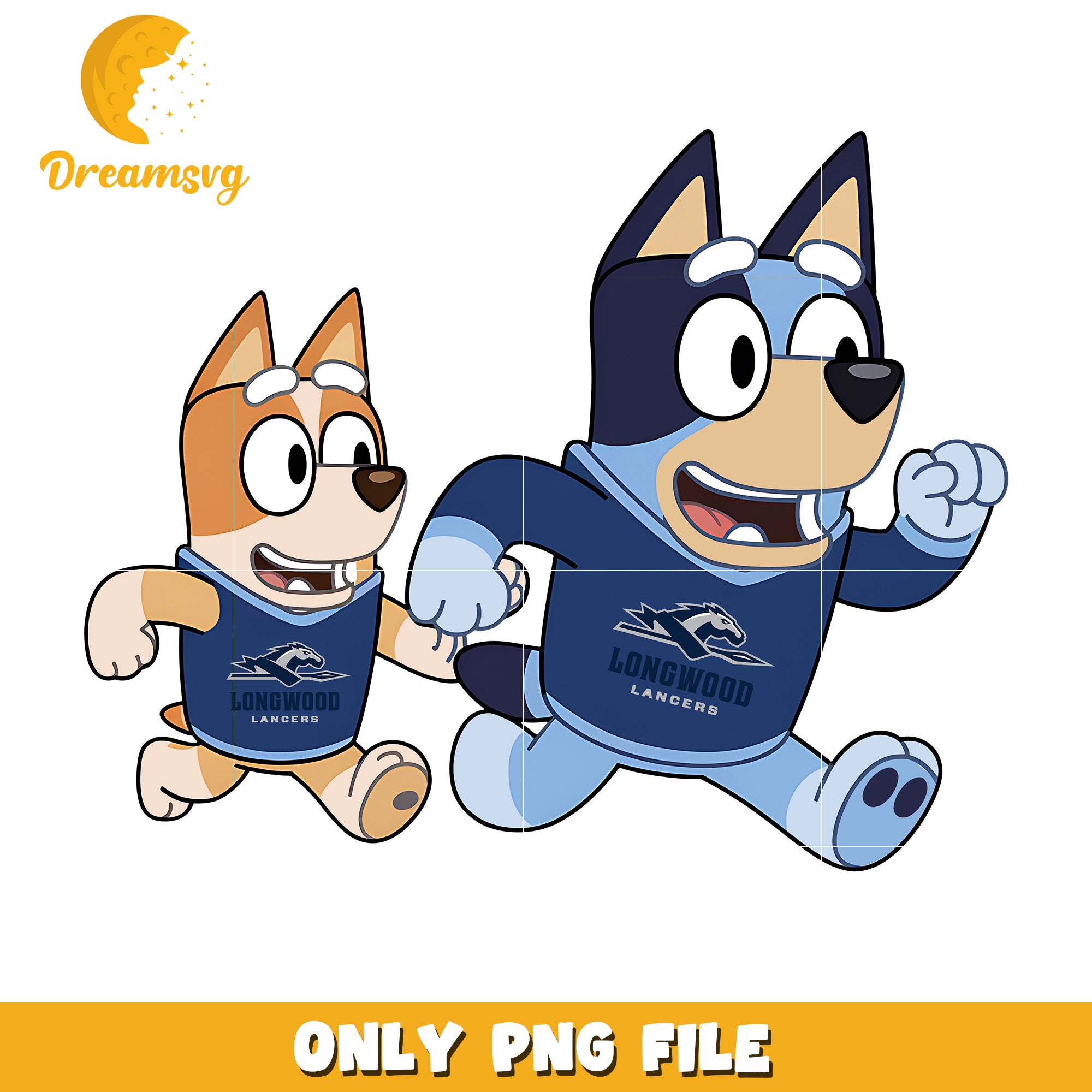 Bluey and Bingo ncaa fan png, Longwood Lancers png, ncaa png