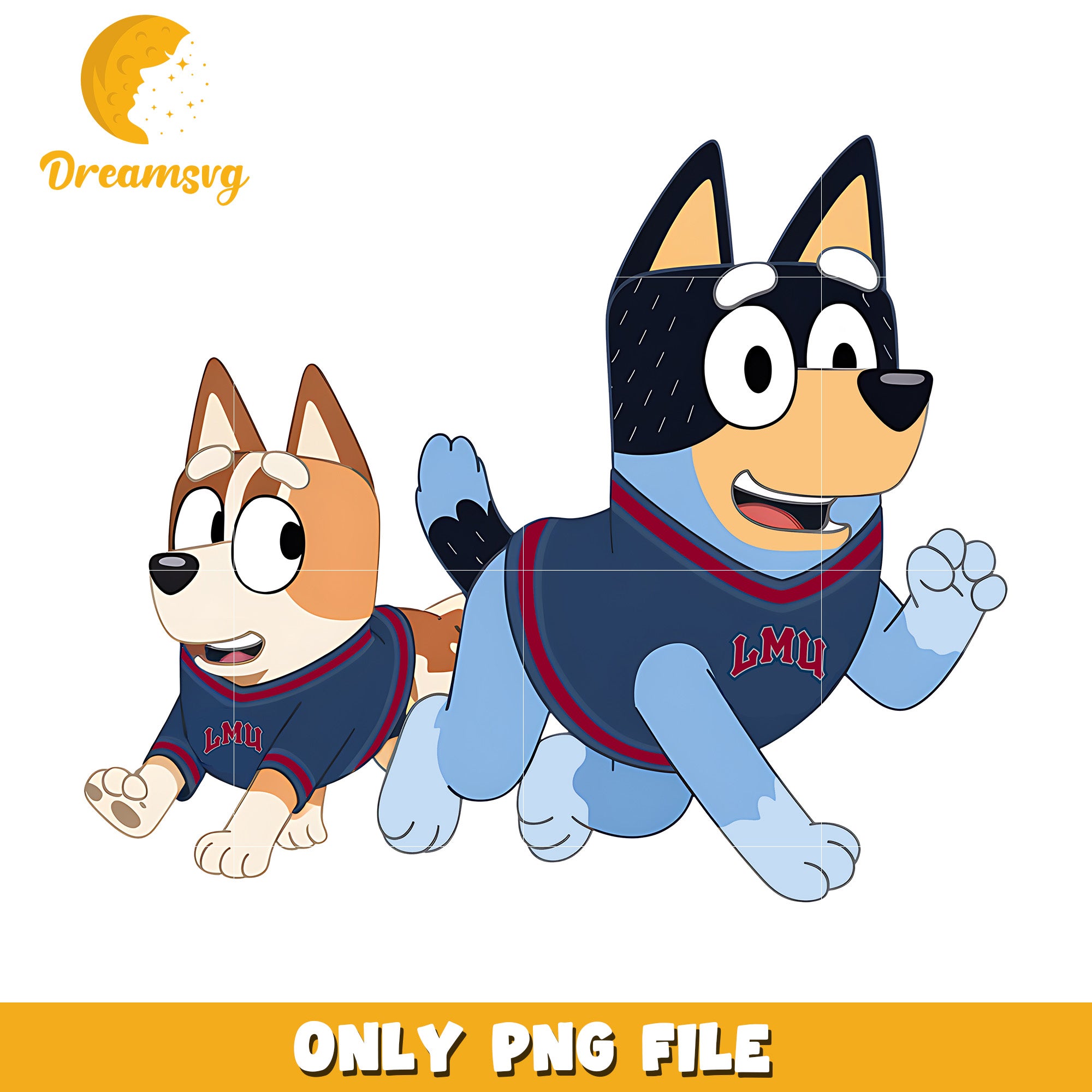 Bluey and Bingo ncaa fan png, Loyola Marymount Lions png, ncaa png