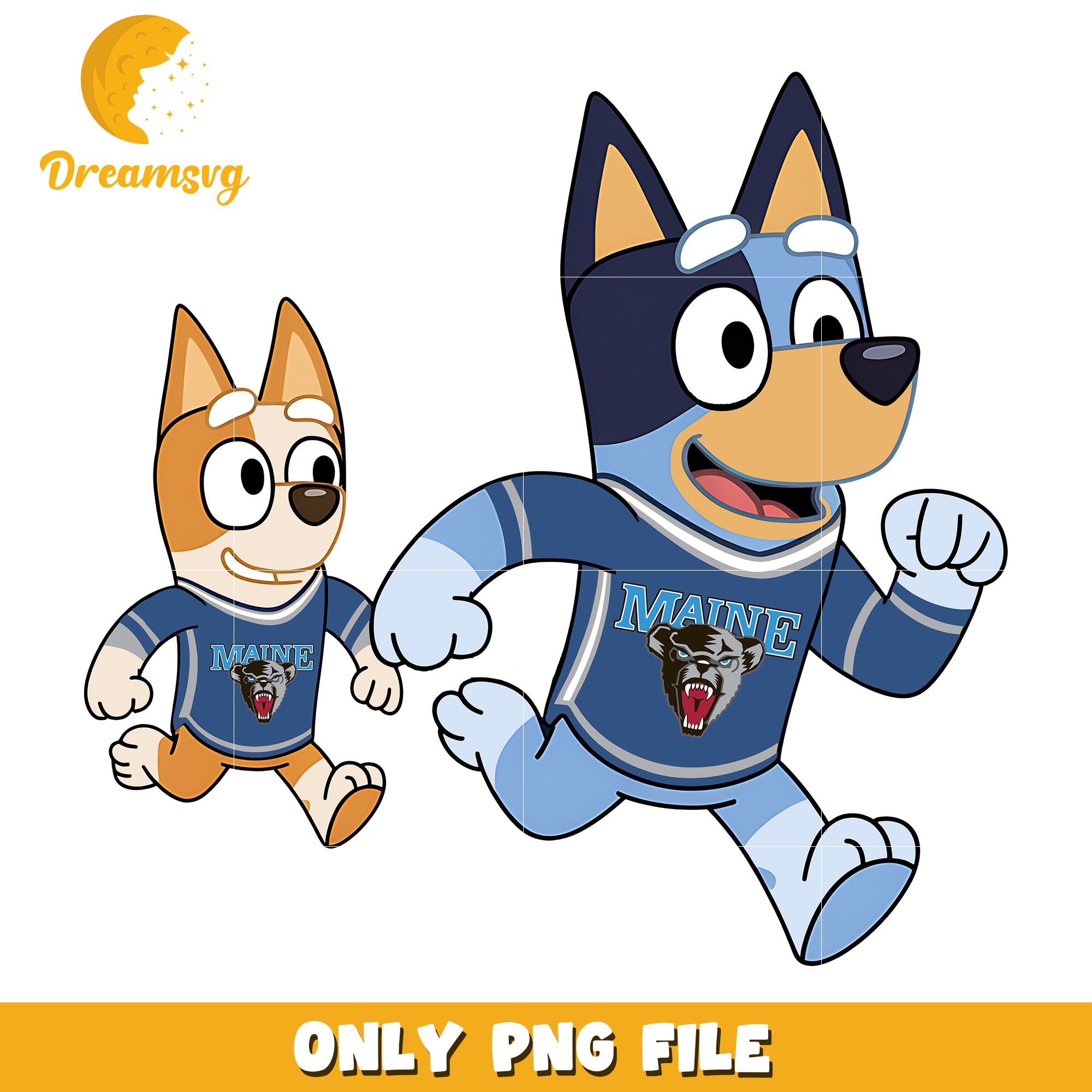 Bluey and Bingo ncaa fan png, Maine Black Bears png, ncaa png