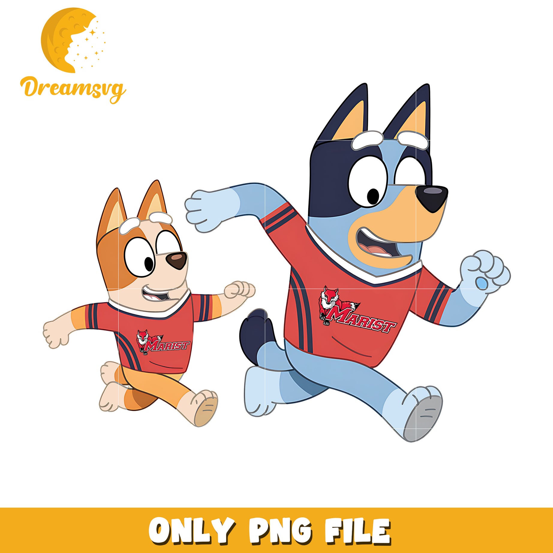 Bluey and Bingo ncaa fan png, Marist Red Foxes png, ncaa png