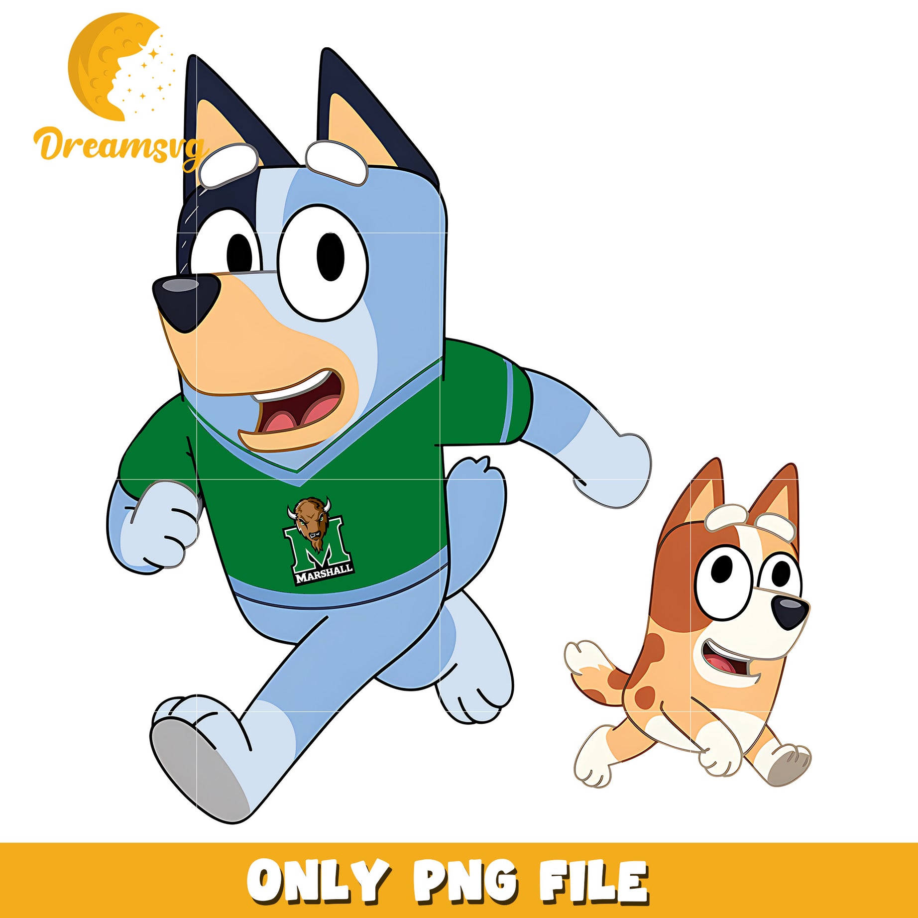 Bluey and Bingo ncaa fan png, Marshall Thundering Herd png, ncaa png