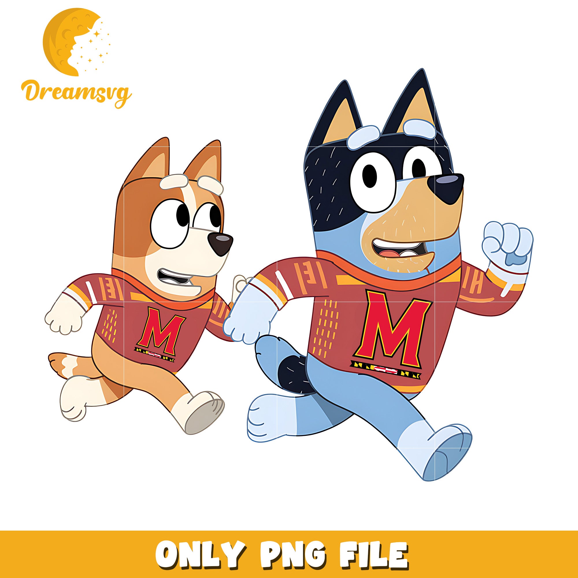 Bluey and Bingo ncaa fan png, Maryland Terrapins png, ncaa png