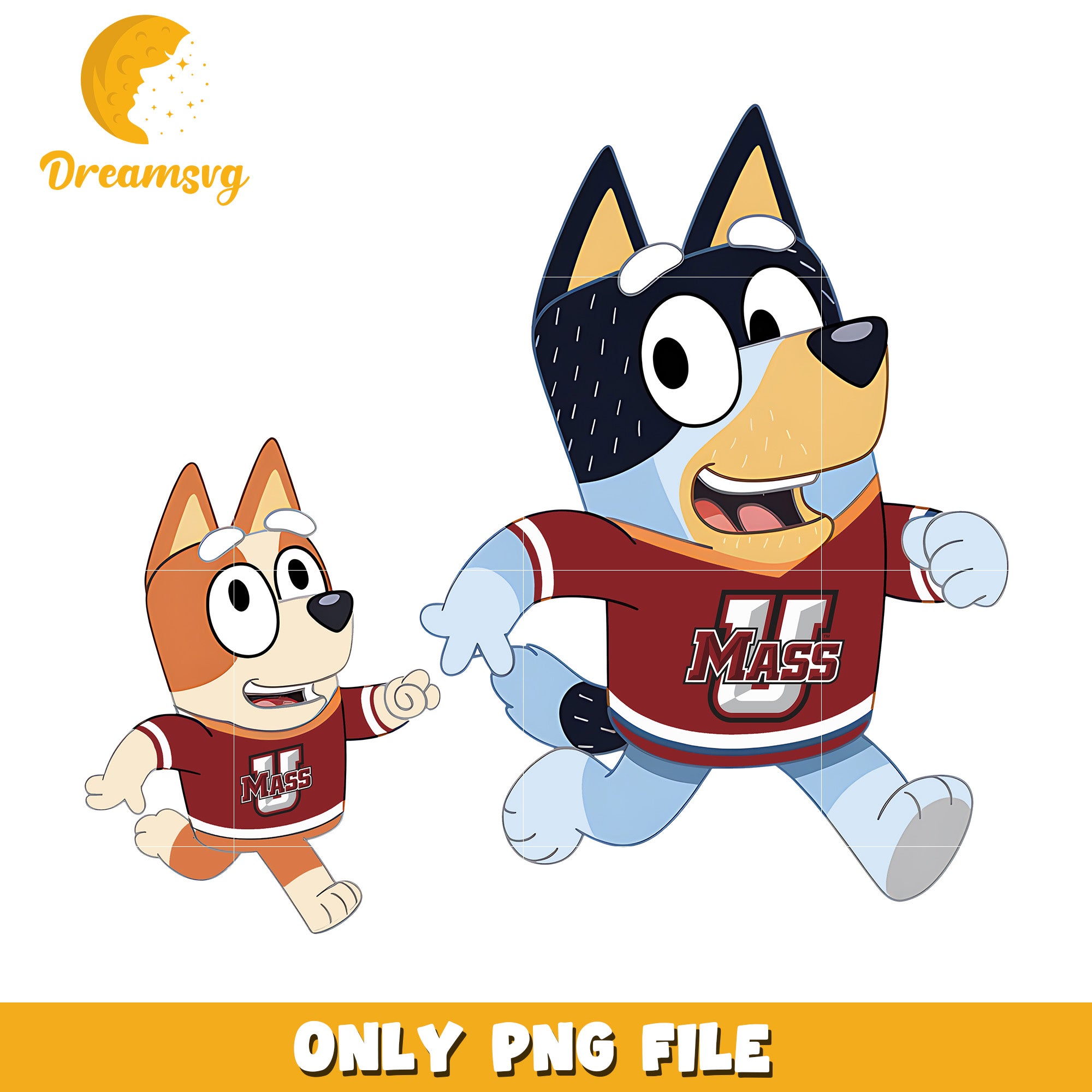 Bluey and Bingo ncaa fan png, Massachusetts Minutemen png, ncaa png