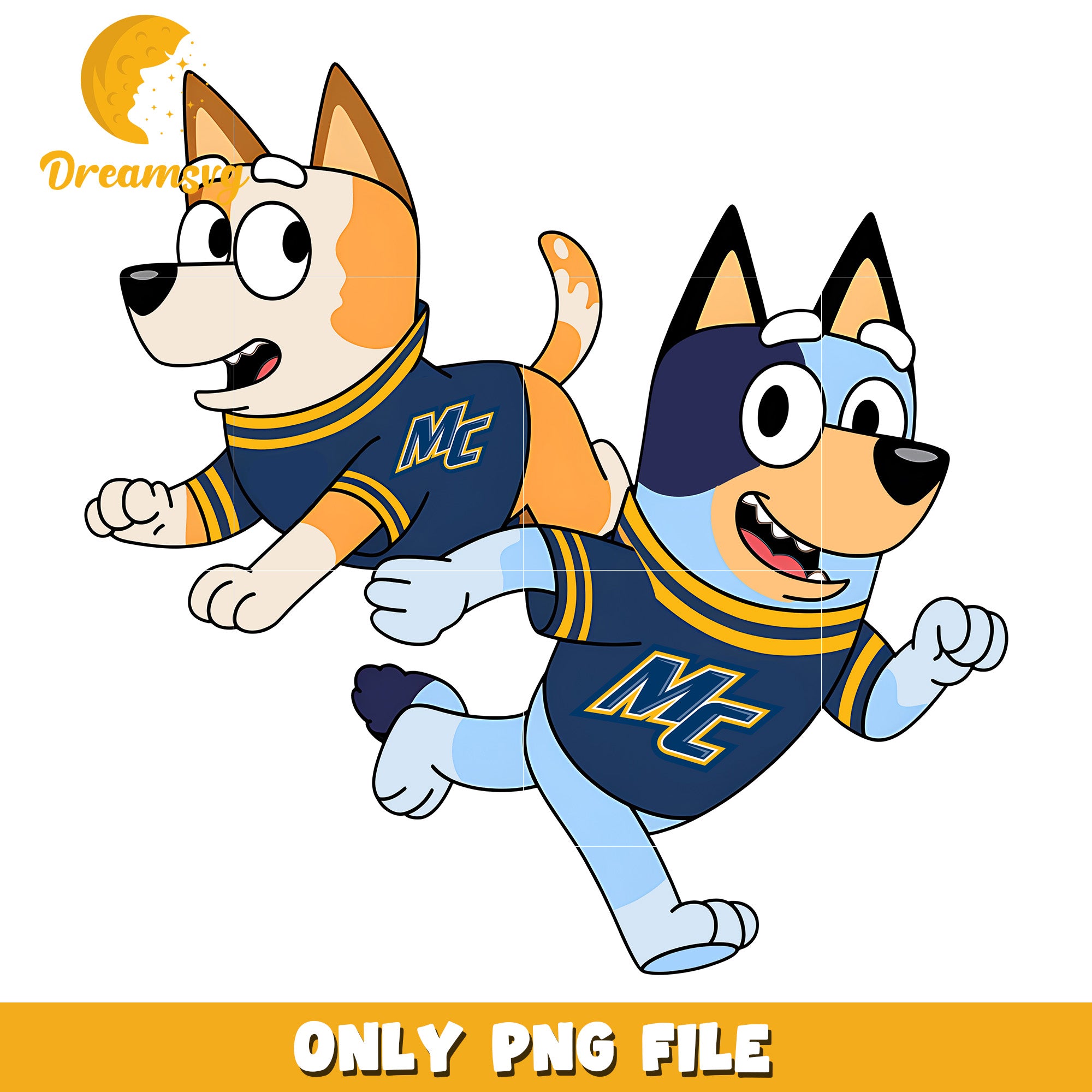 Bluey and Bingo ncaa fan png, Merrimack Warriors png, ncaa png