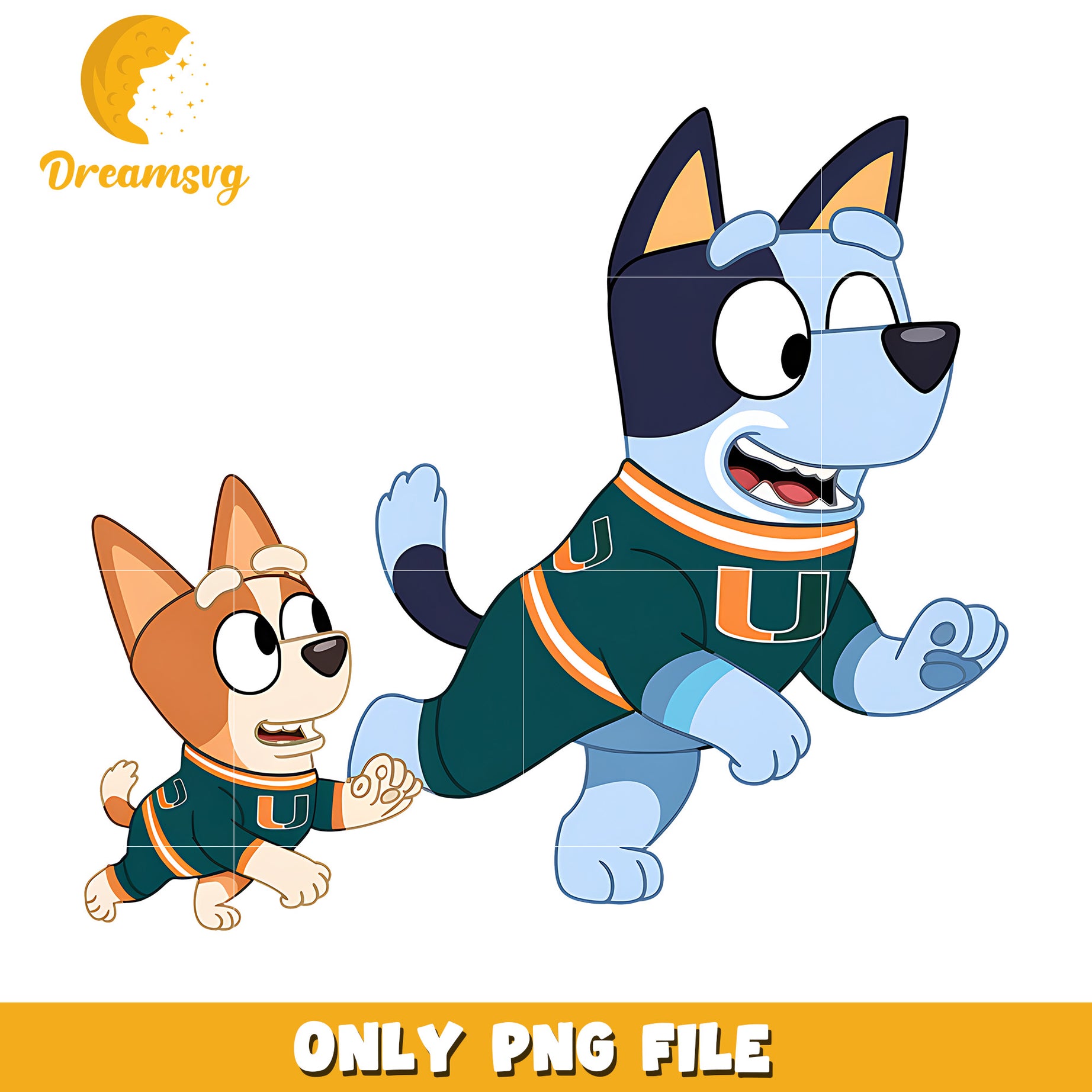 Bluey and Bingo ncaa fan png, Miami Hurricanes png, ncaa png
