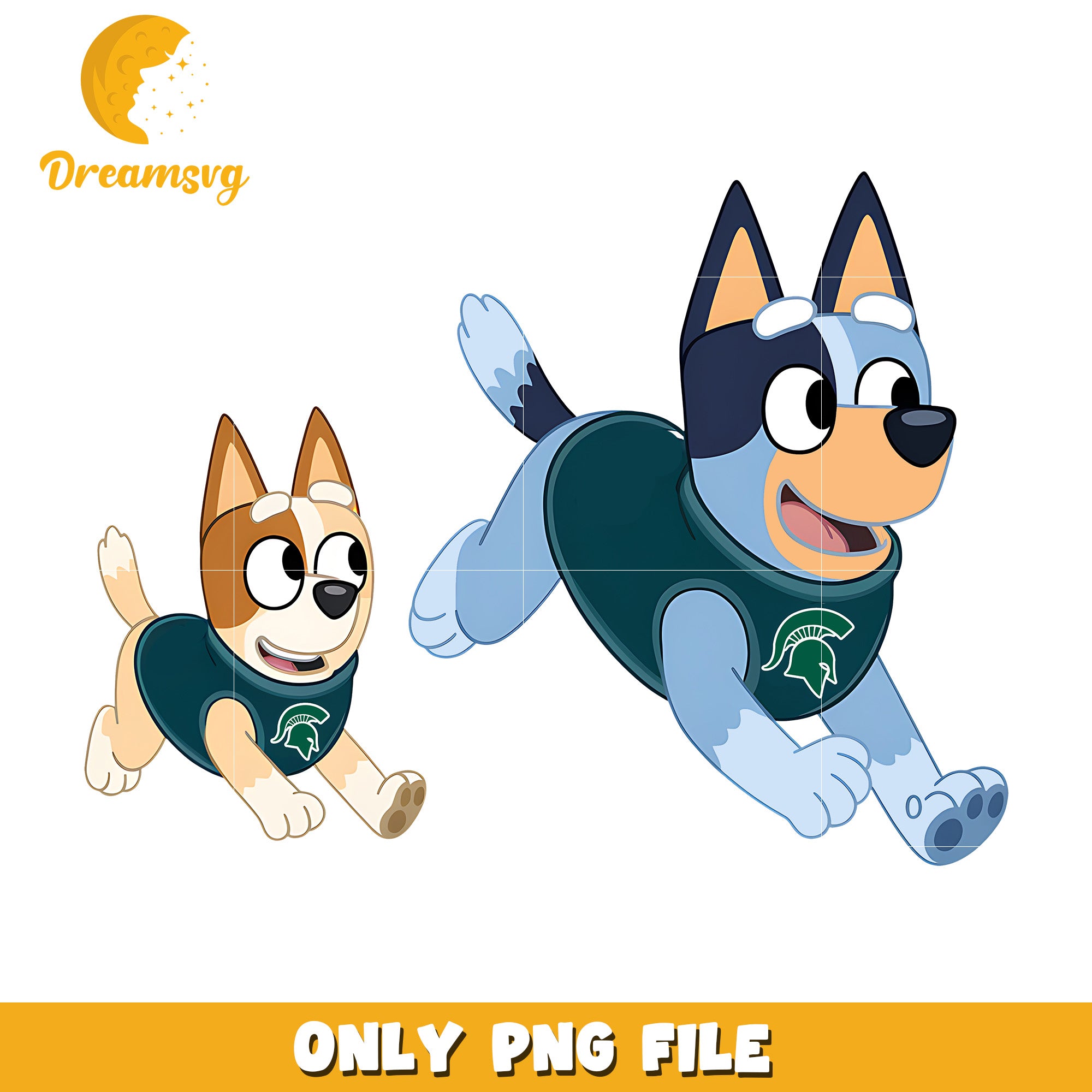Bluey and Bingo ncaa fan png, Michigan State Spartans png, ncaa png