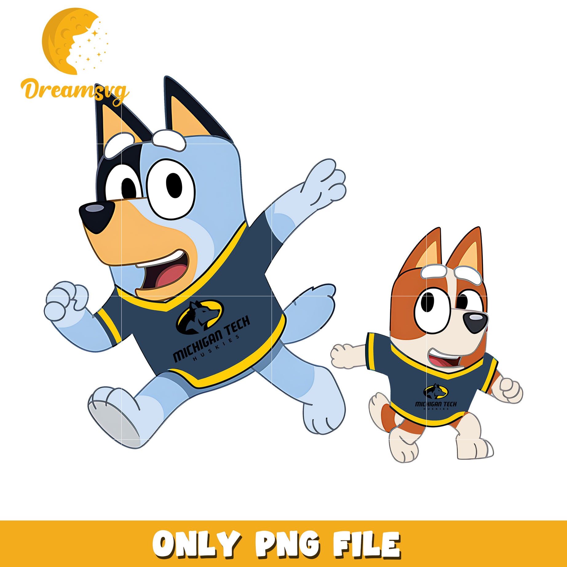 Bluey and Bingo ncaa fan png, Michigan Tech Huskies png, ncaa png
