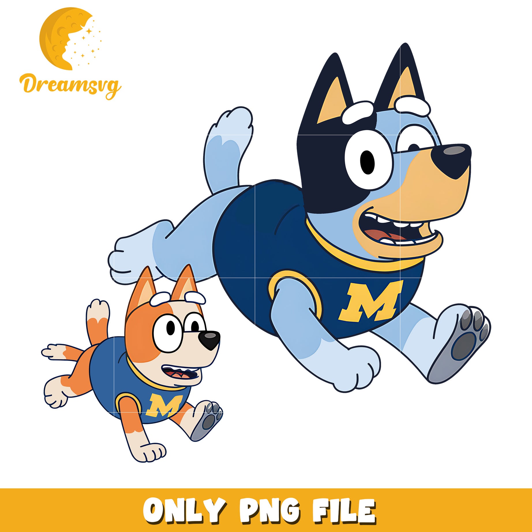 Bluey and Bingo ncaa fan png, Michigan Wolverines png, ncaa png
