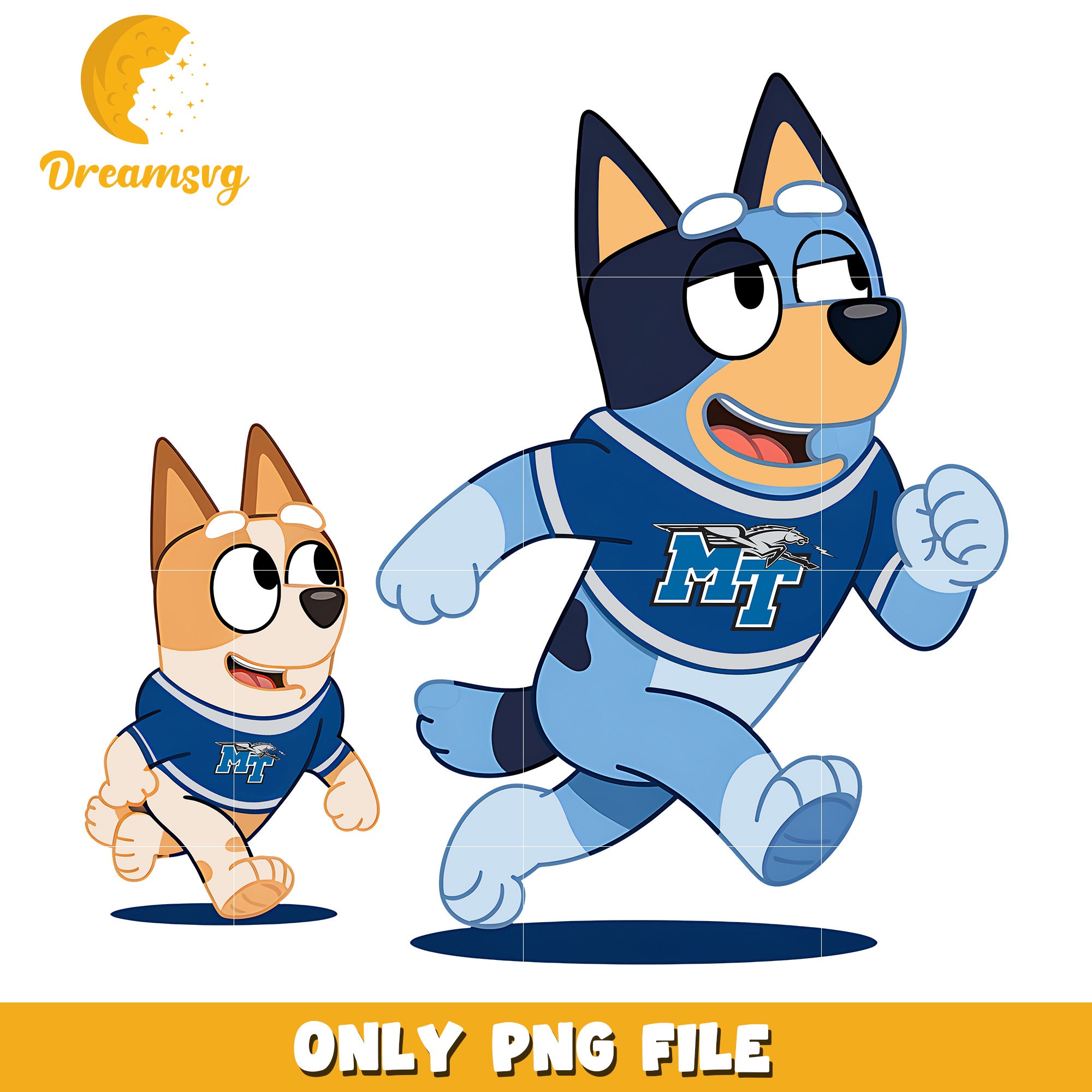 Bluey and Bingo ncaa fan png, Middle Tennessee Blue Raiders png