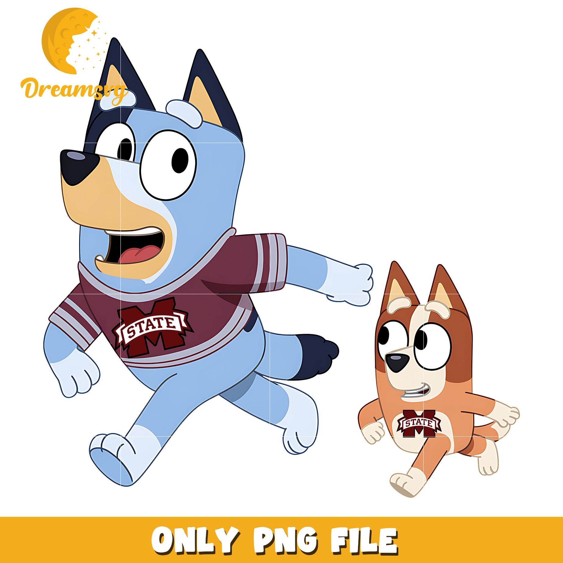 Bluey and Bingo ncaa fan png, Mississippi State Bulldogs png