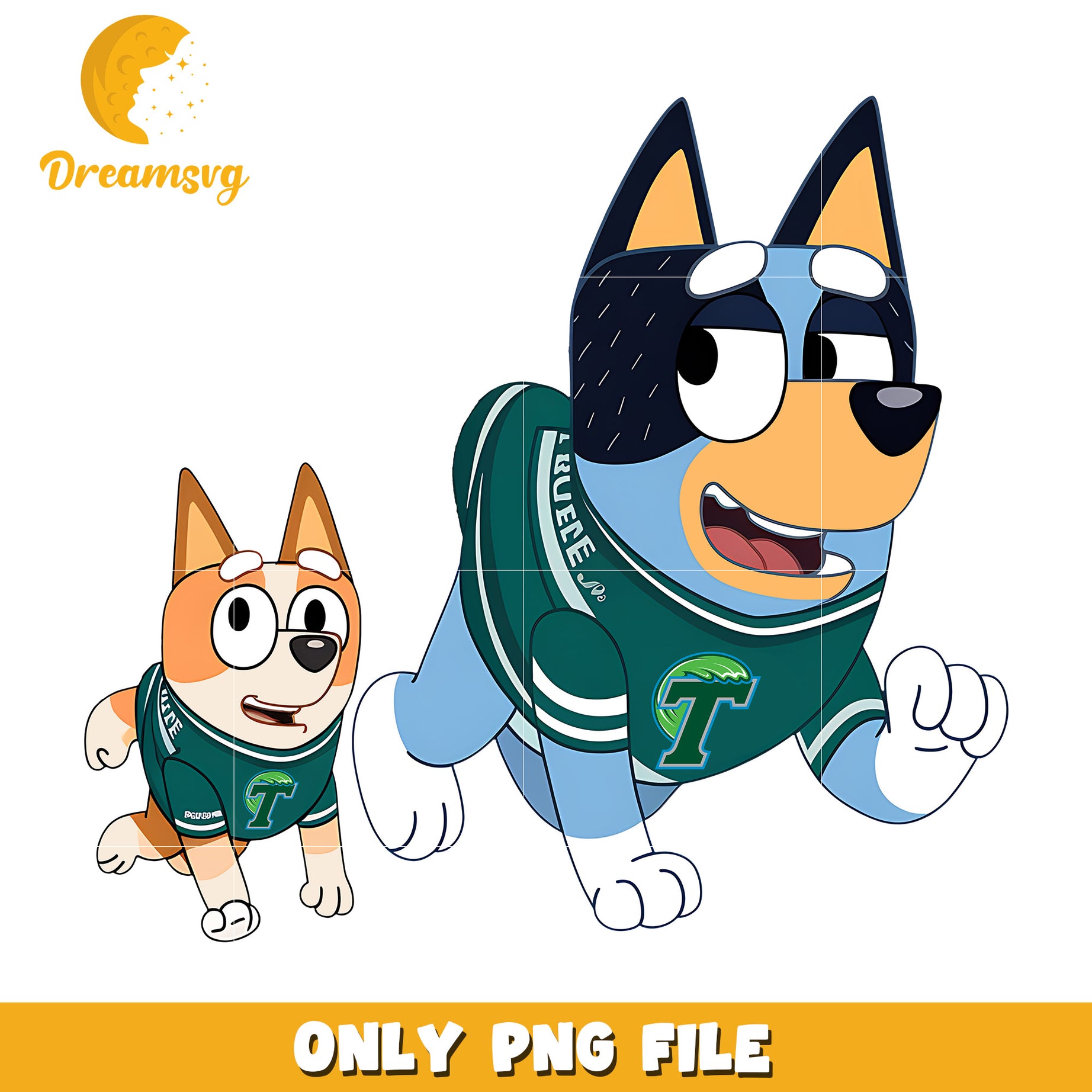Bluey and Bingo ncaa fan png, Tulane Green Wave png, ncaa png