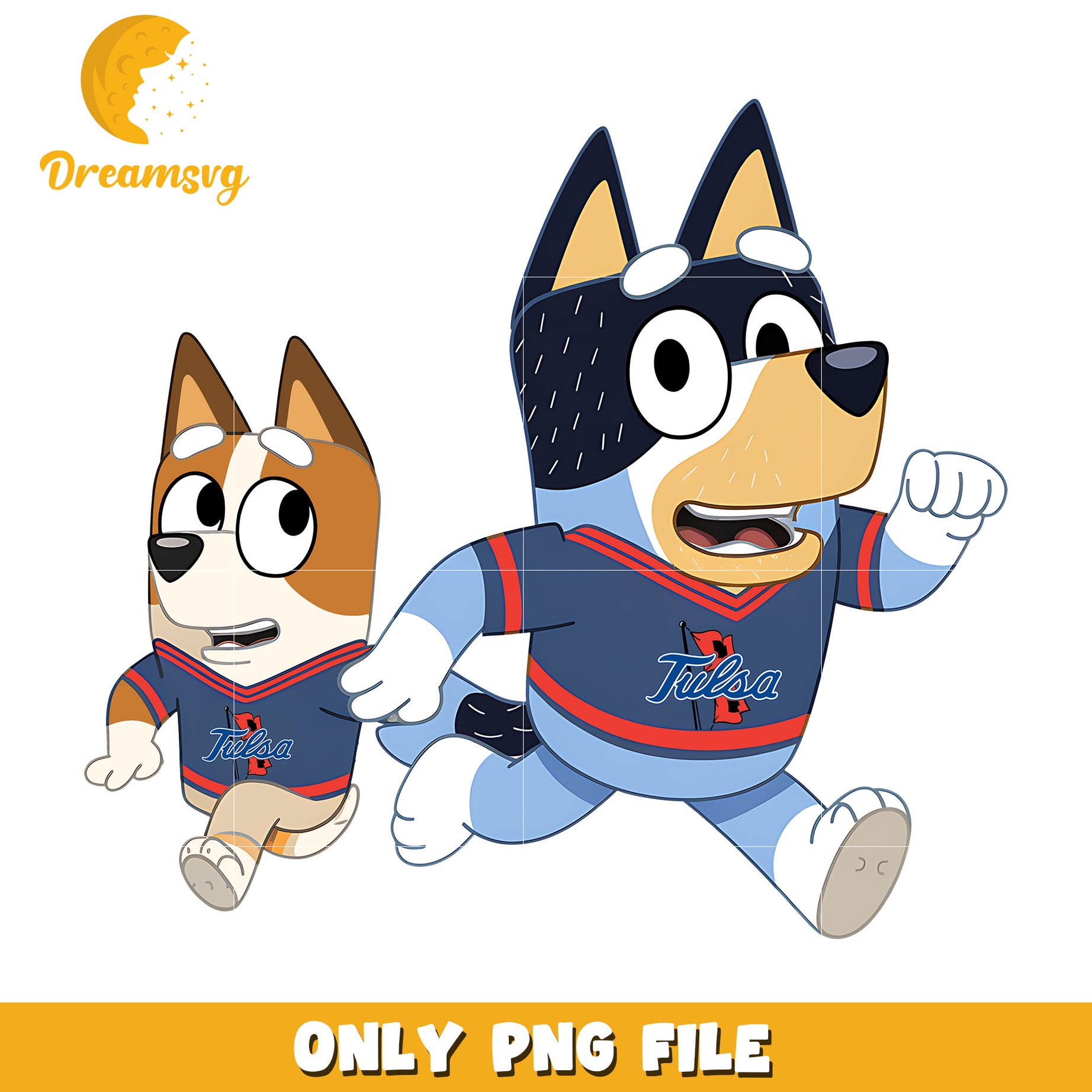 Bluey and Bingo ncaa fan png, Tulsa Golden Hurricane png, ncaa png