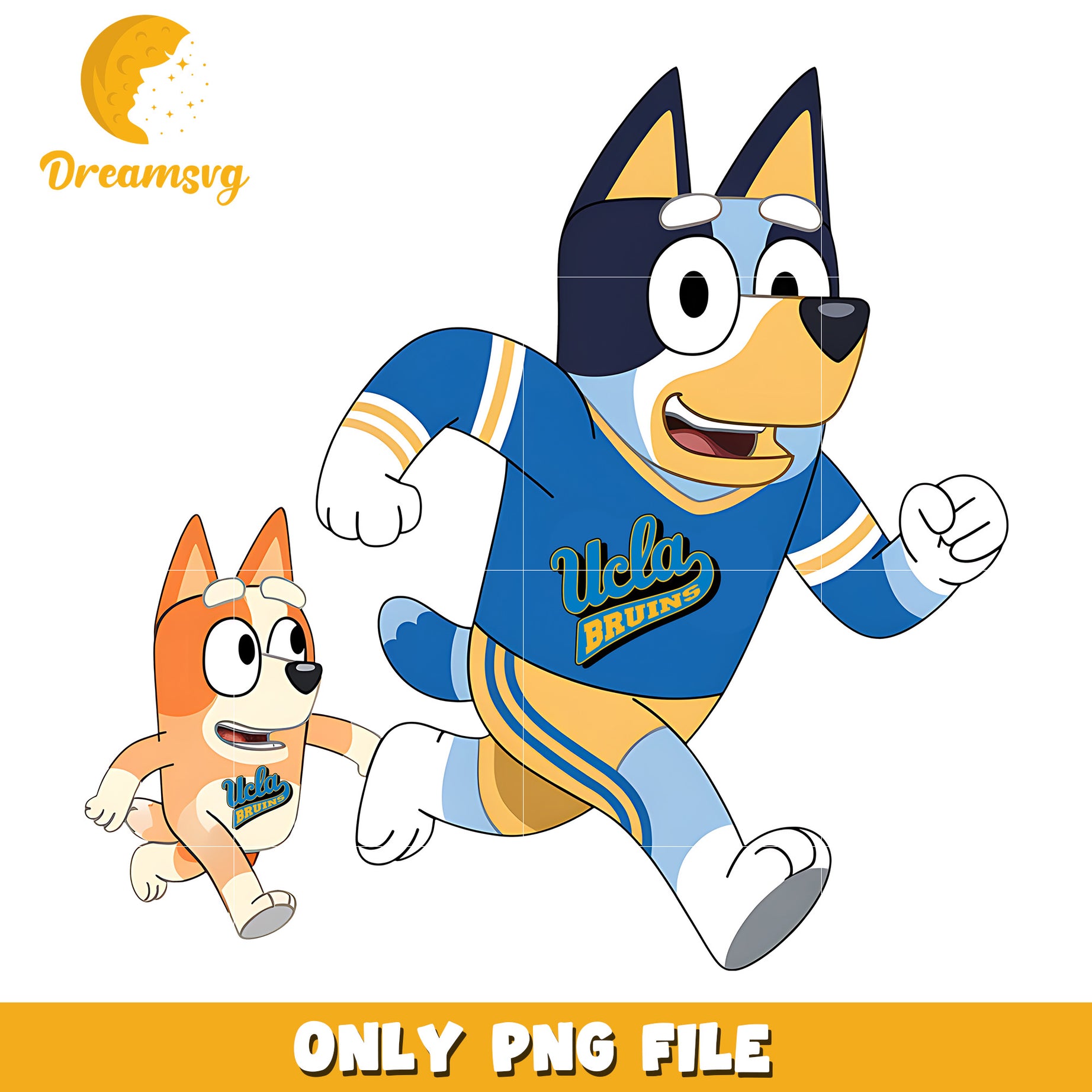 Bluey and Bingo ncaa fan png, UCLA Bruins png, ncaa png