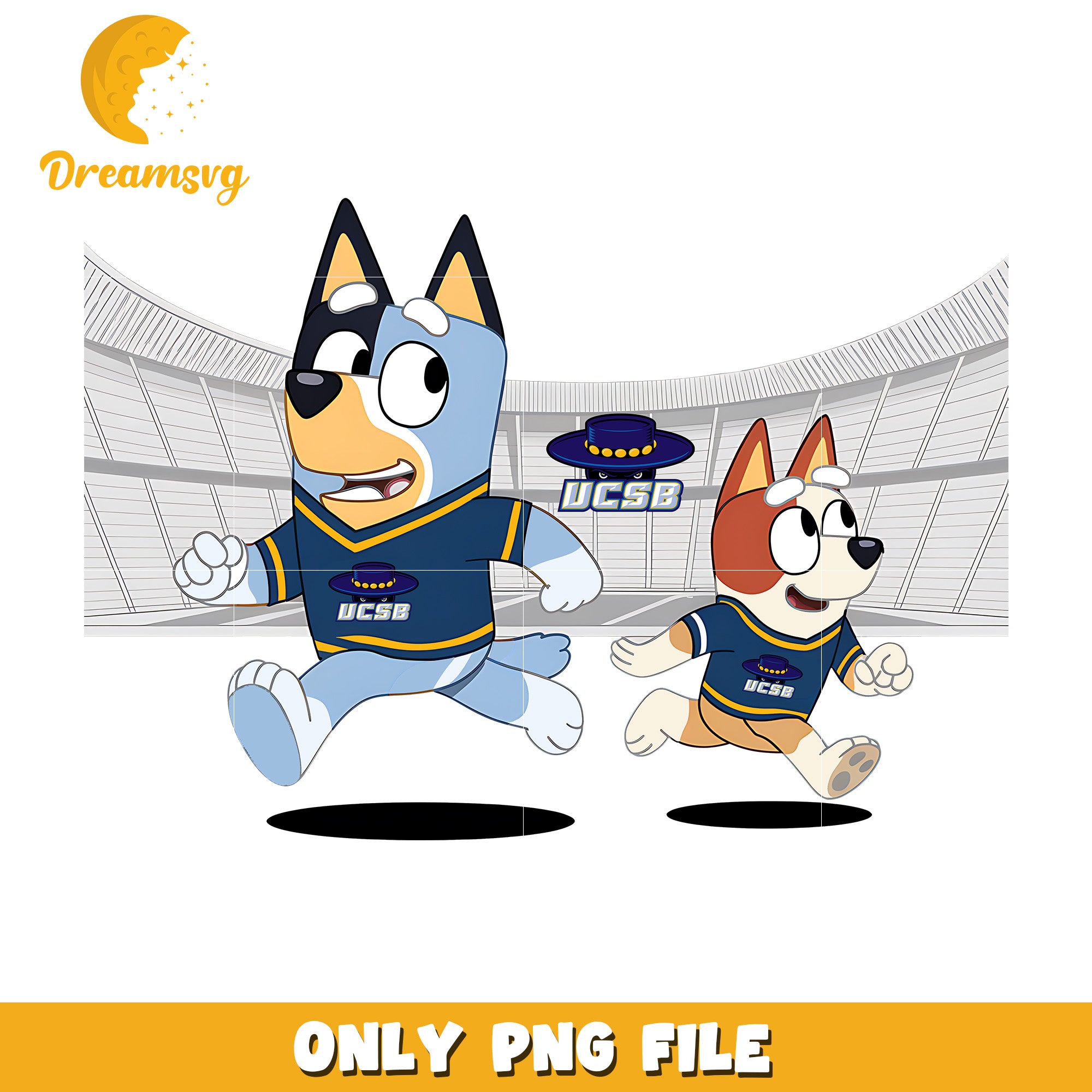 Bluey and Bingo ncaa fan png, UCSB Gauchos png, ncaa png
