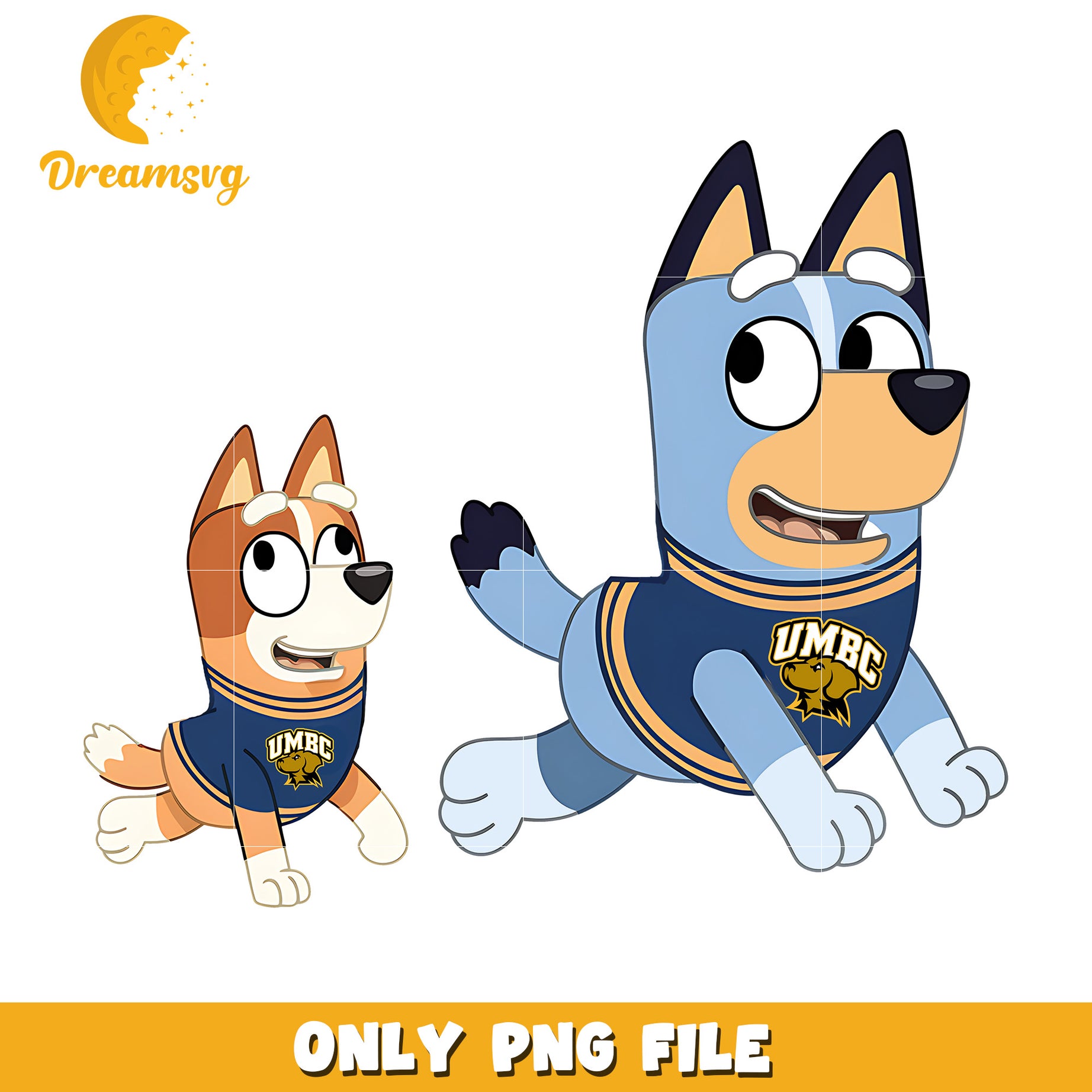 Bluey and Bingo ncaa fan png, UMBC Retrievers png, ncaa png