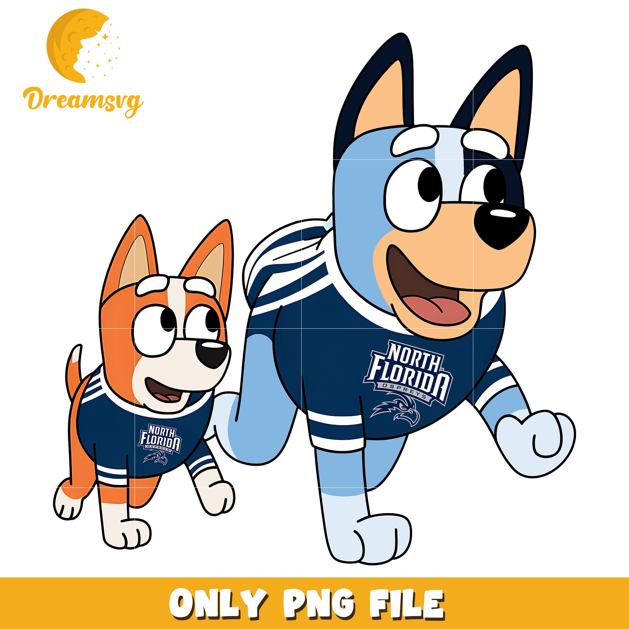 Bluey and Bingo ncaa fan png, UNF Ospreys png, ncaa png