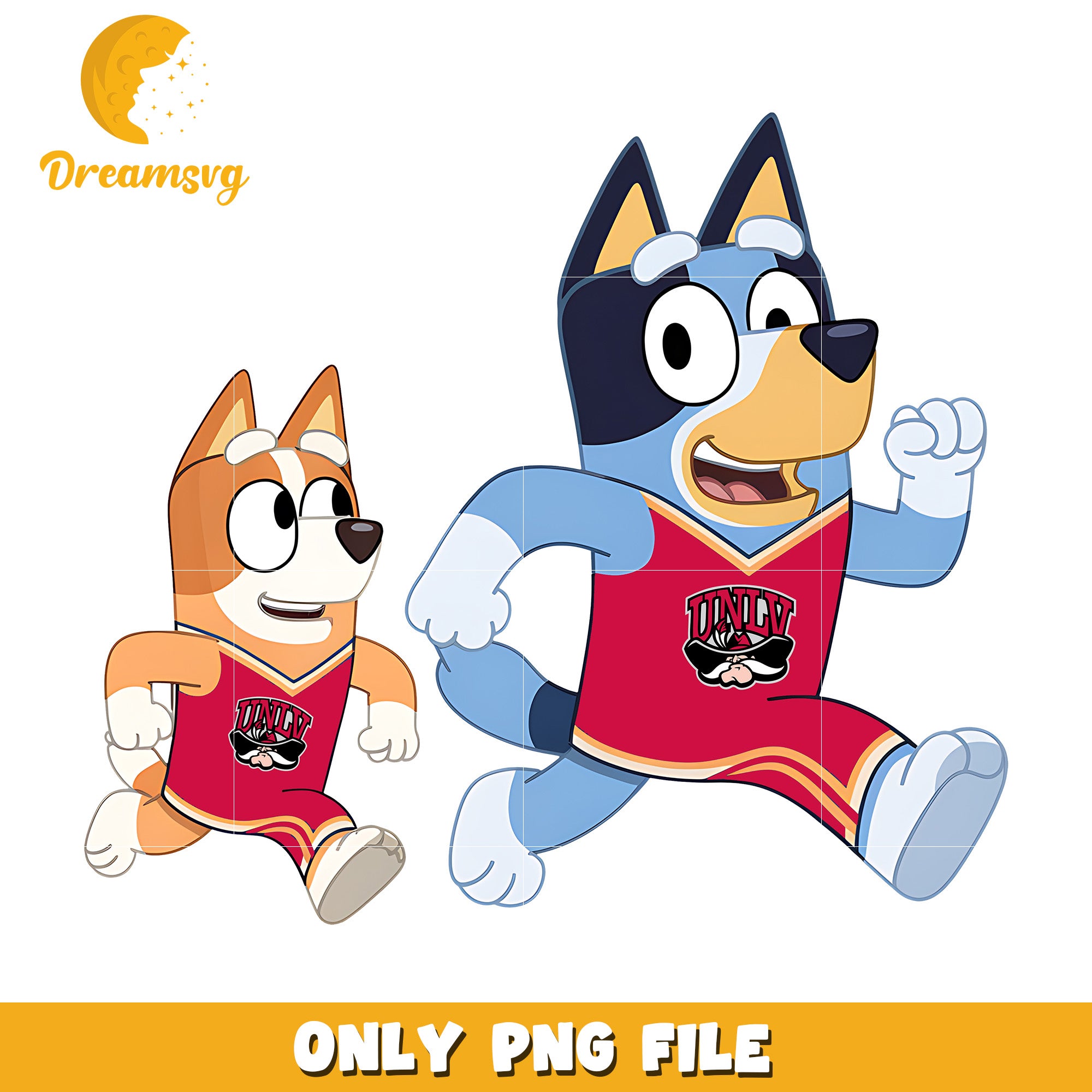 Bluey and Bingo ncaa fan png, UNLV Rebels png, ncaa png
