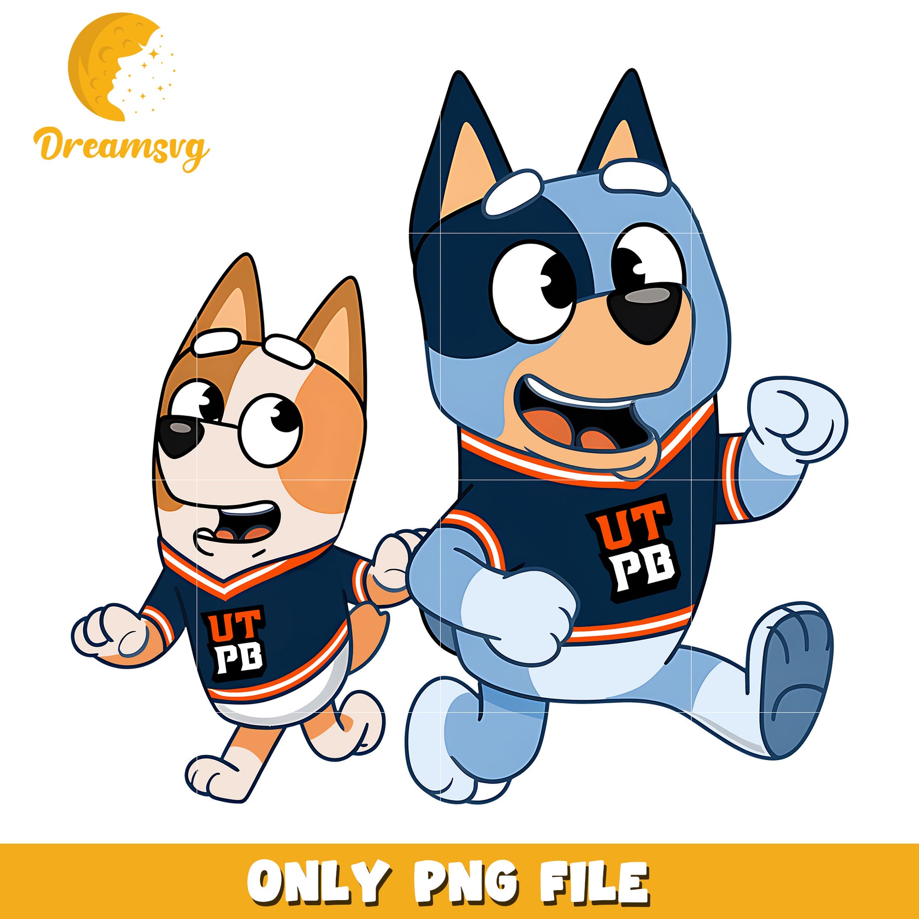Bluey and Bingo ncaa fan png, UTPB Falcons png, ncaa png