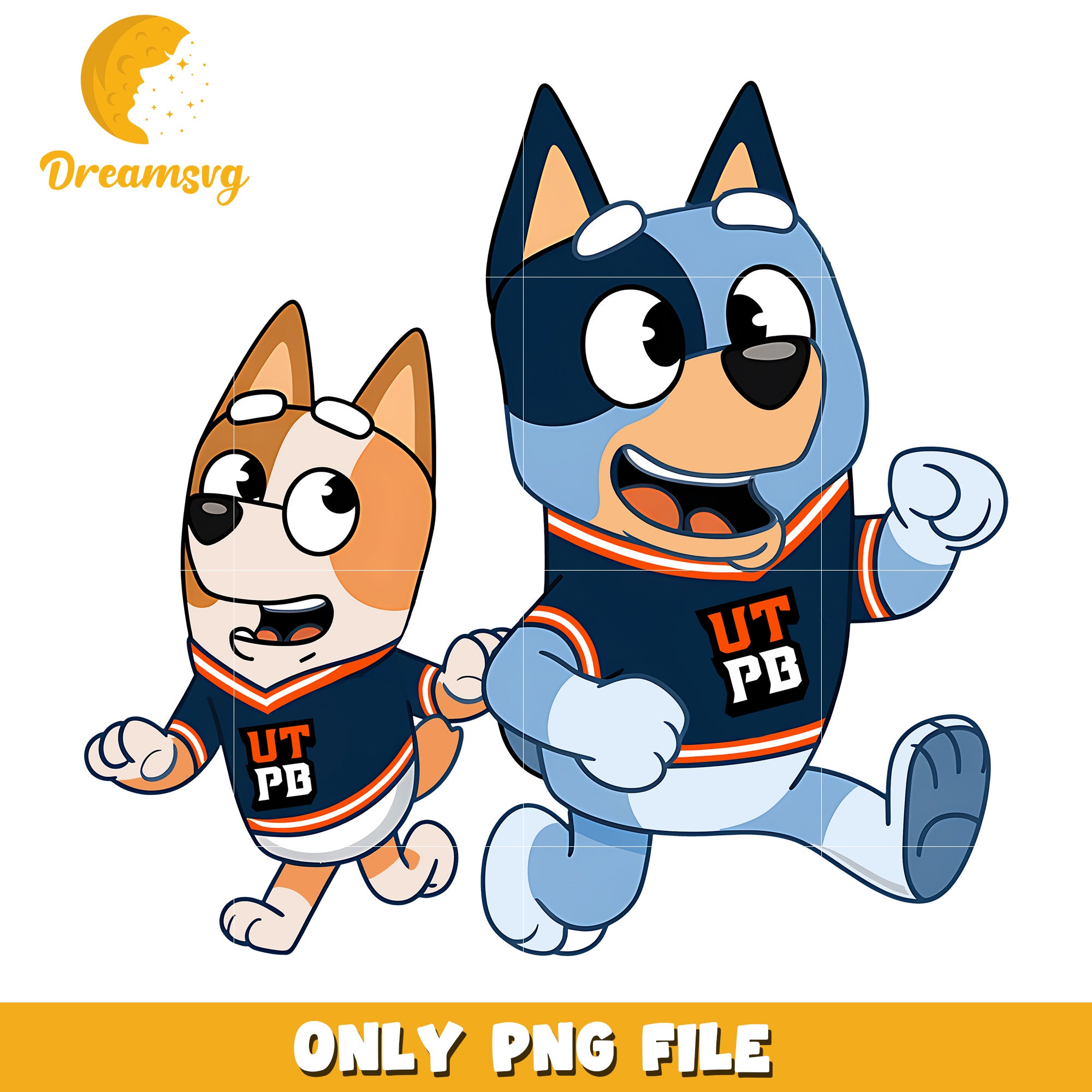 Bluey and Bingo ncaa fan png, UTPB Falcons png, ncaa png