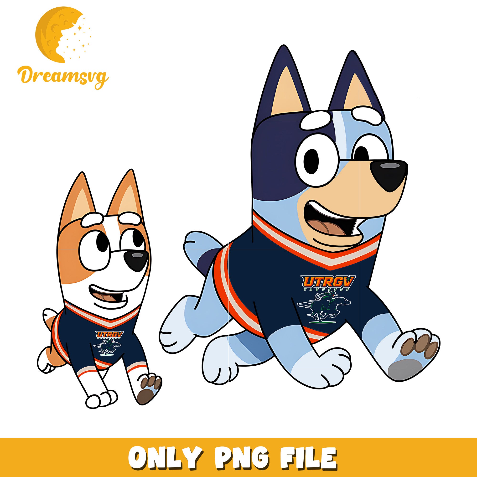 Bluey and Bingo ncaa fan png, UTRGV Vaqueros png, ncaa png