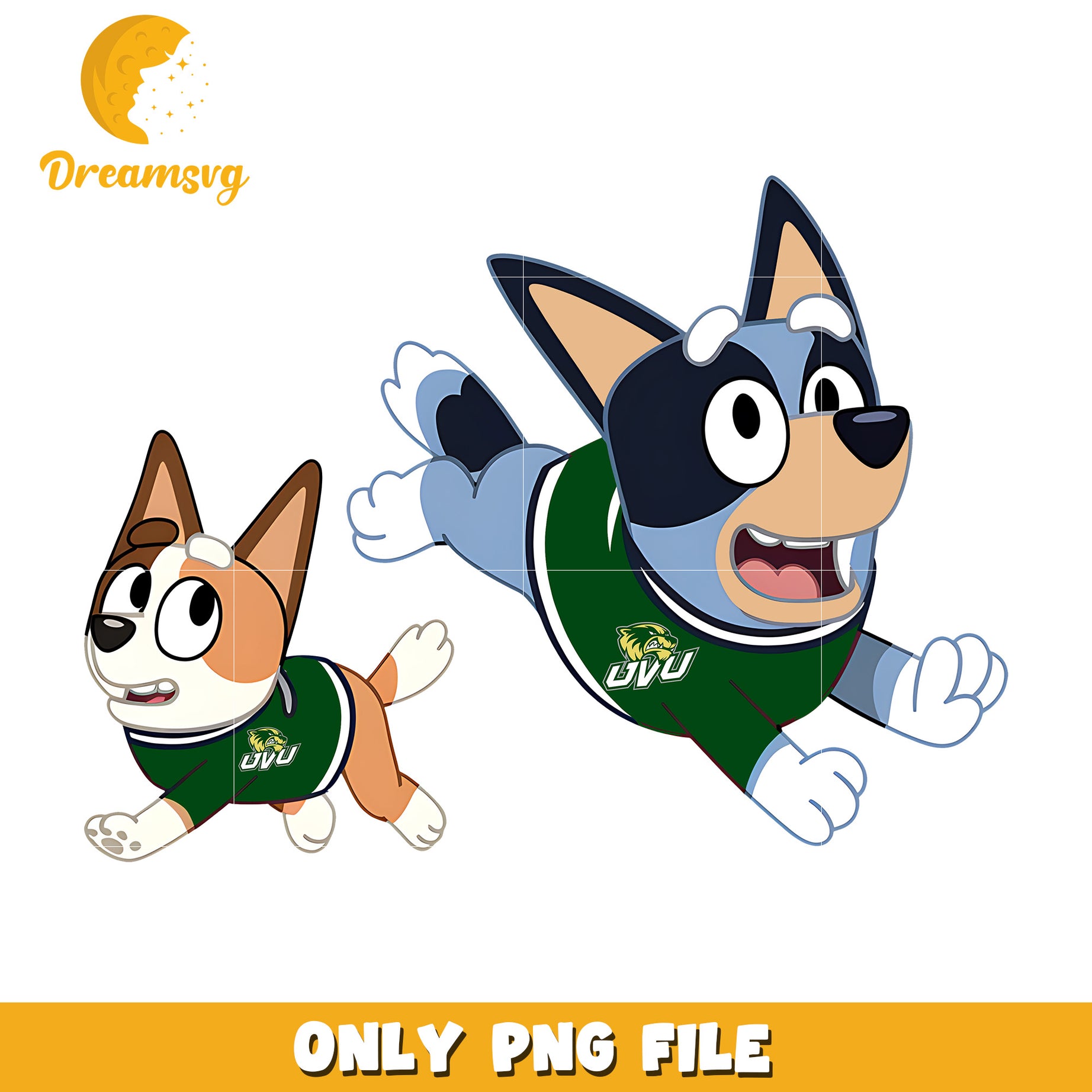 Bluey and Bingo ncaa fan png, Utah Valley Wolverines png, ncaa png