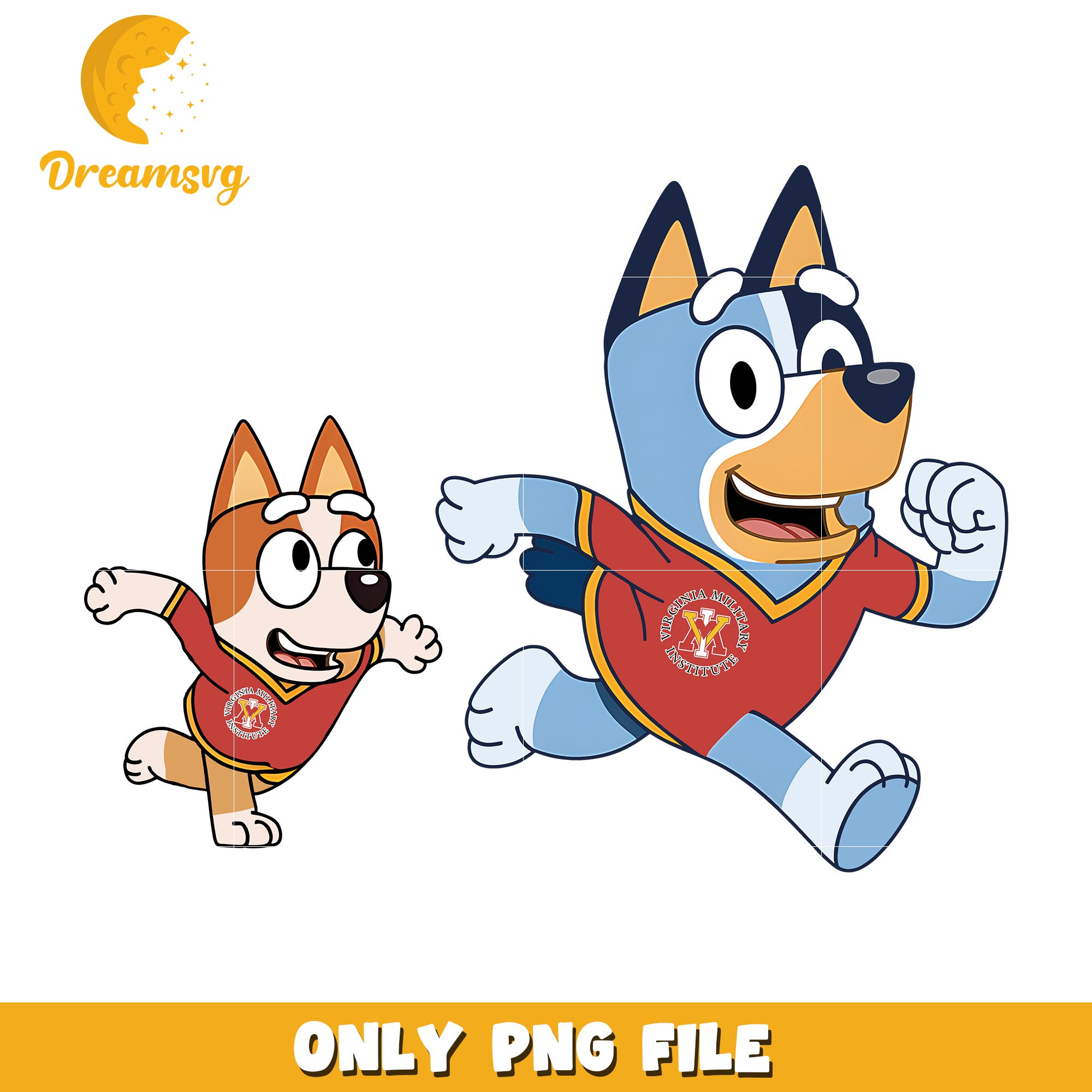 Bluey and Bingo ncaa fan png, VMI Keydets png, ncaa png