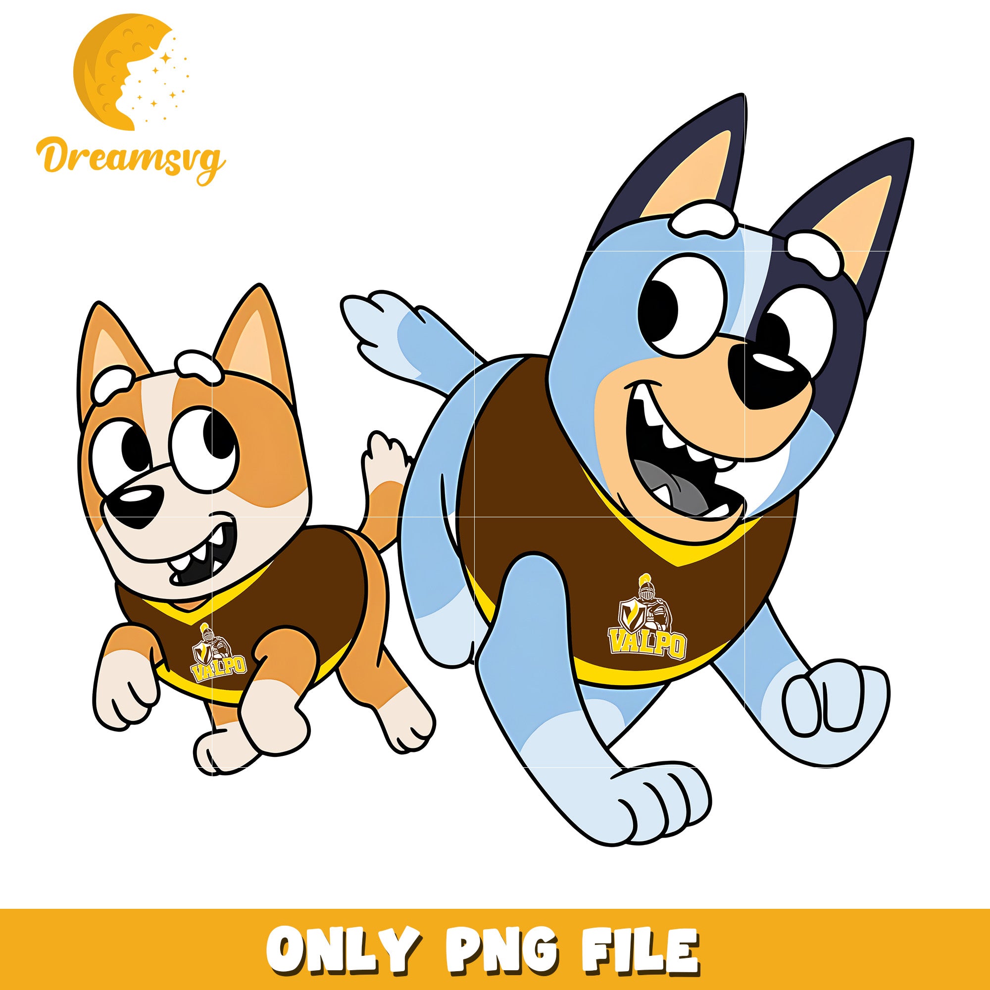 Bluey and Bingo ncaa fan png, Valparaiso Crusaders png, ncaa png