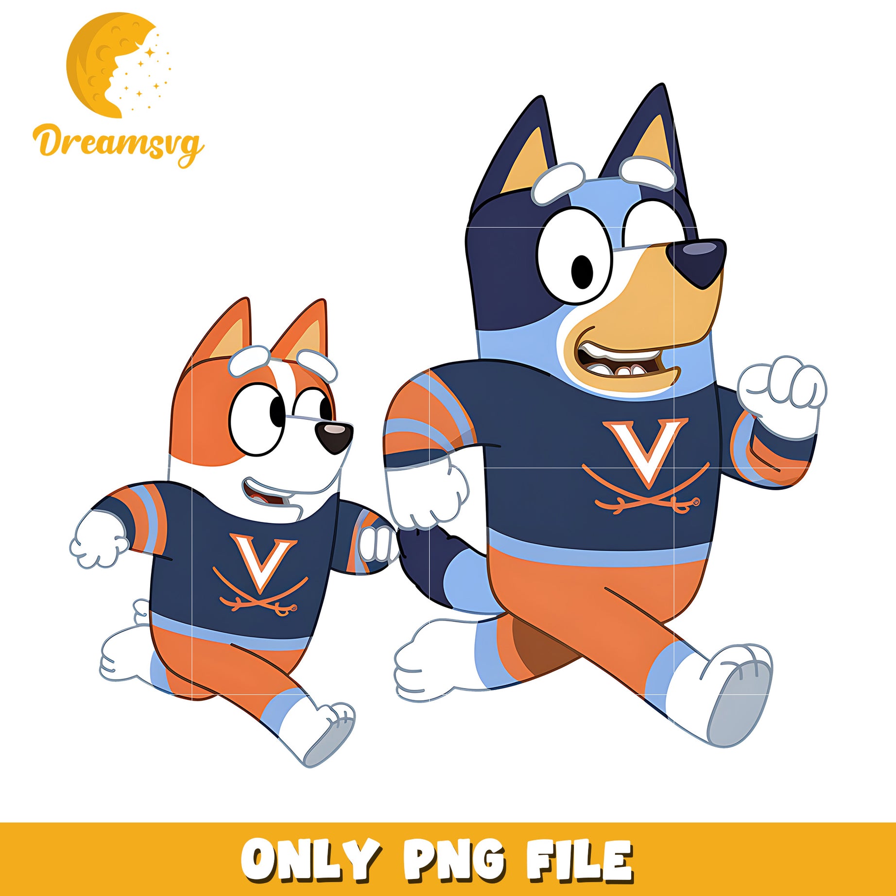 Bluey and Bingo ncaa fan png, Virginia Cavaliers png, ncaa png