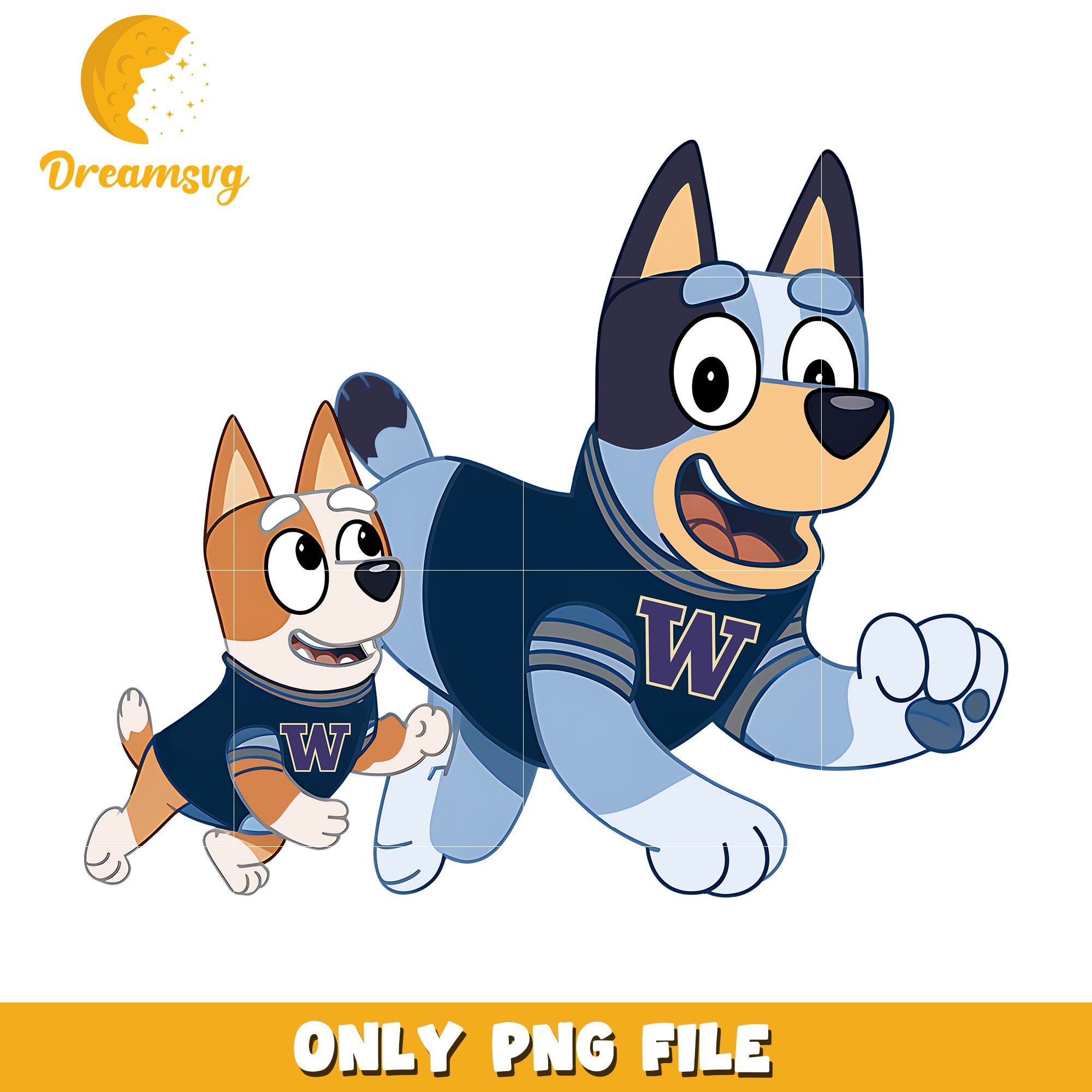 Bluey and Bingo ncaa fan png, Washington Huskies png, ncaa png