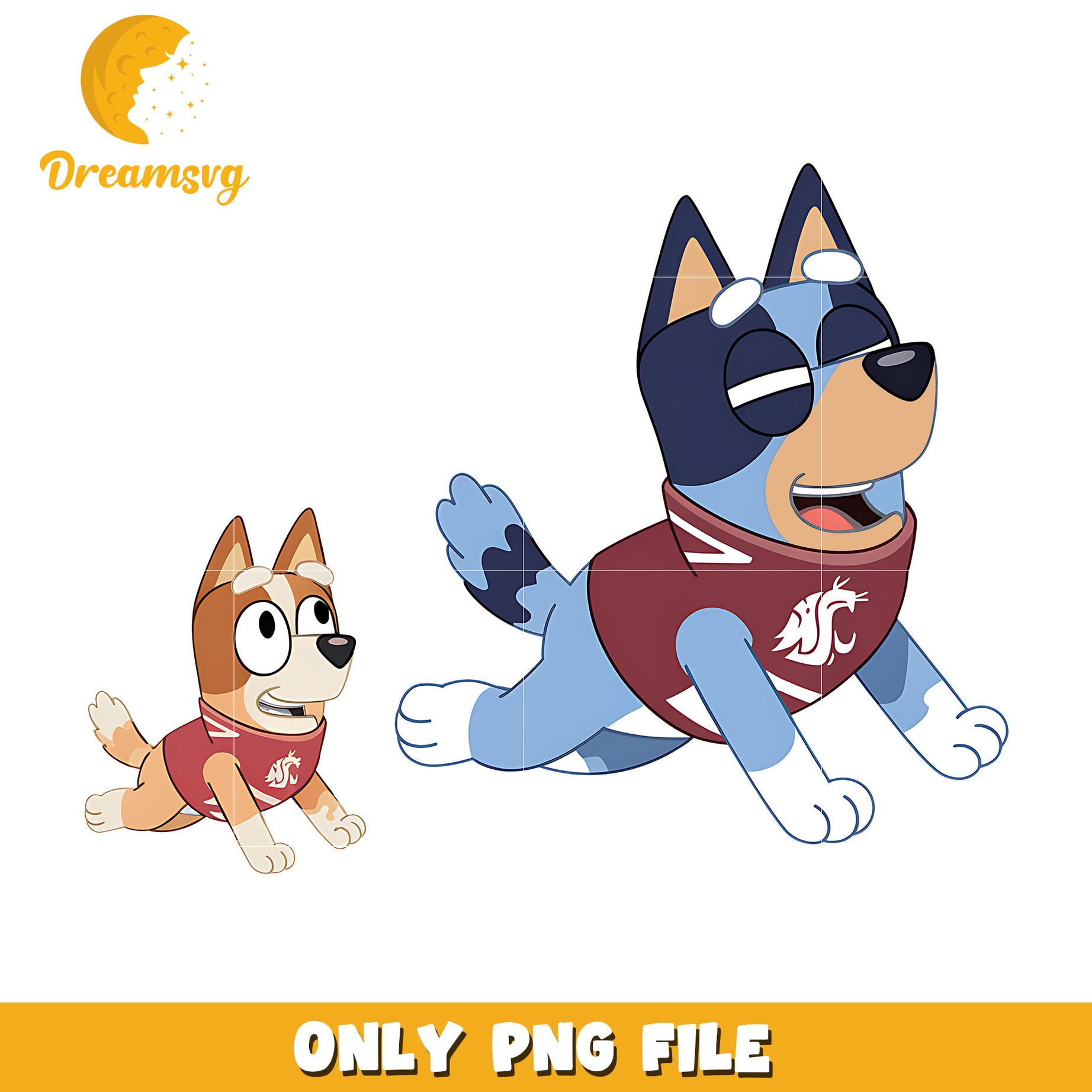Bluey and Bingo ncaa fan png, Washington State Cougars png, ncaa png